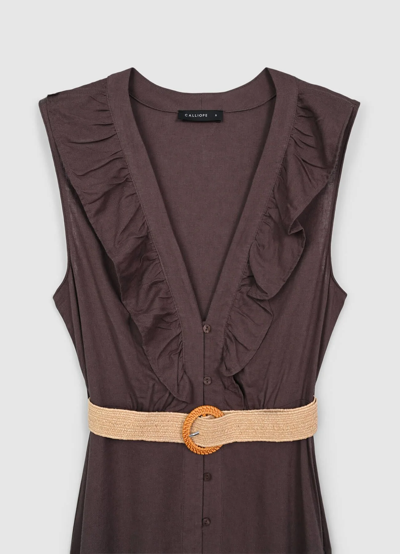 Abito chemisier con frill e cintura - Image 5