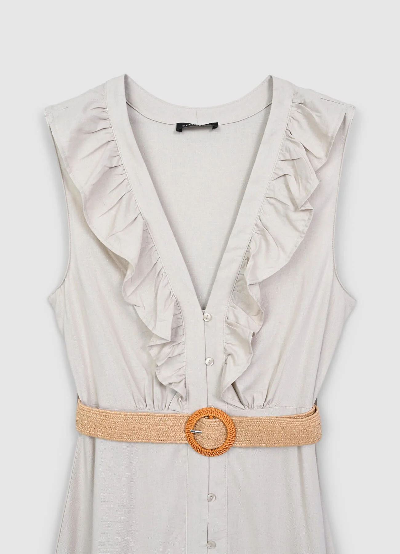 Abito chemisier con frill e cintura - Image 6