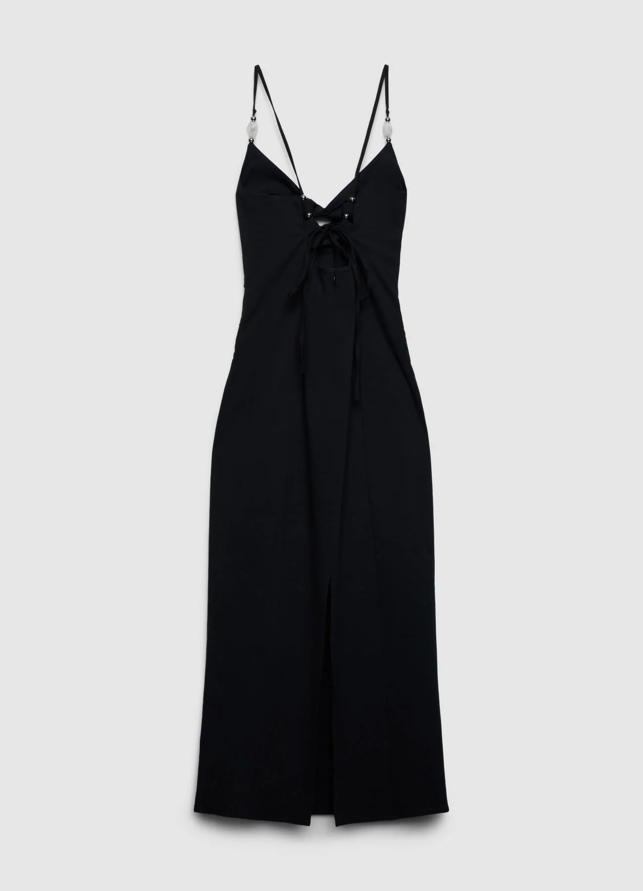 Abito lungo con cut-out e perline - Image 5