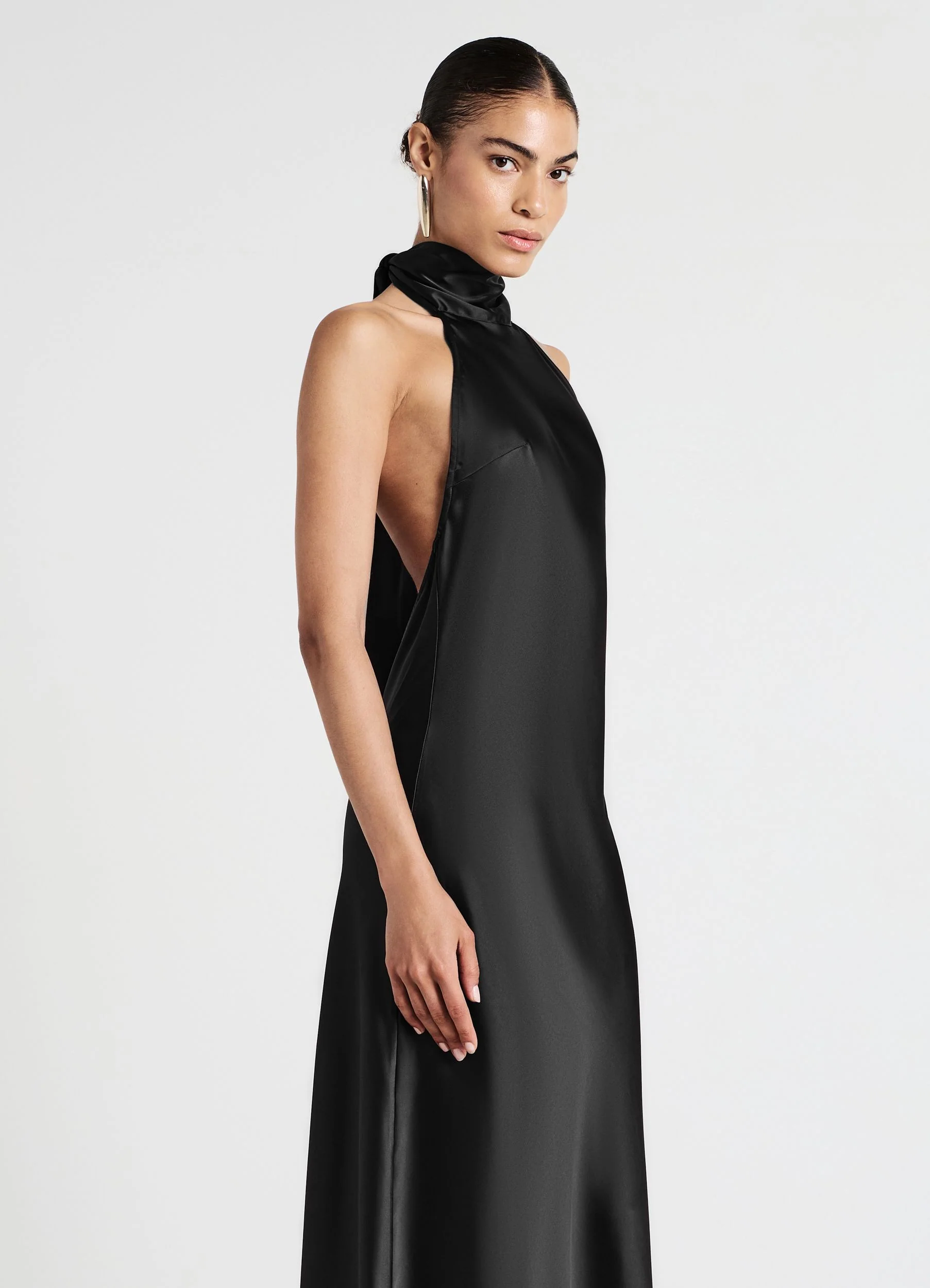 Abito lungo halterneck simil satin - Image 3