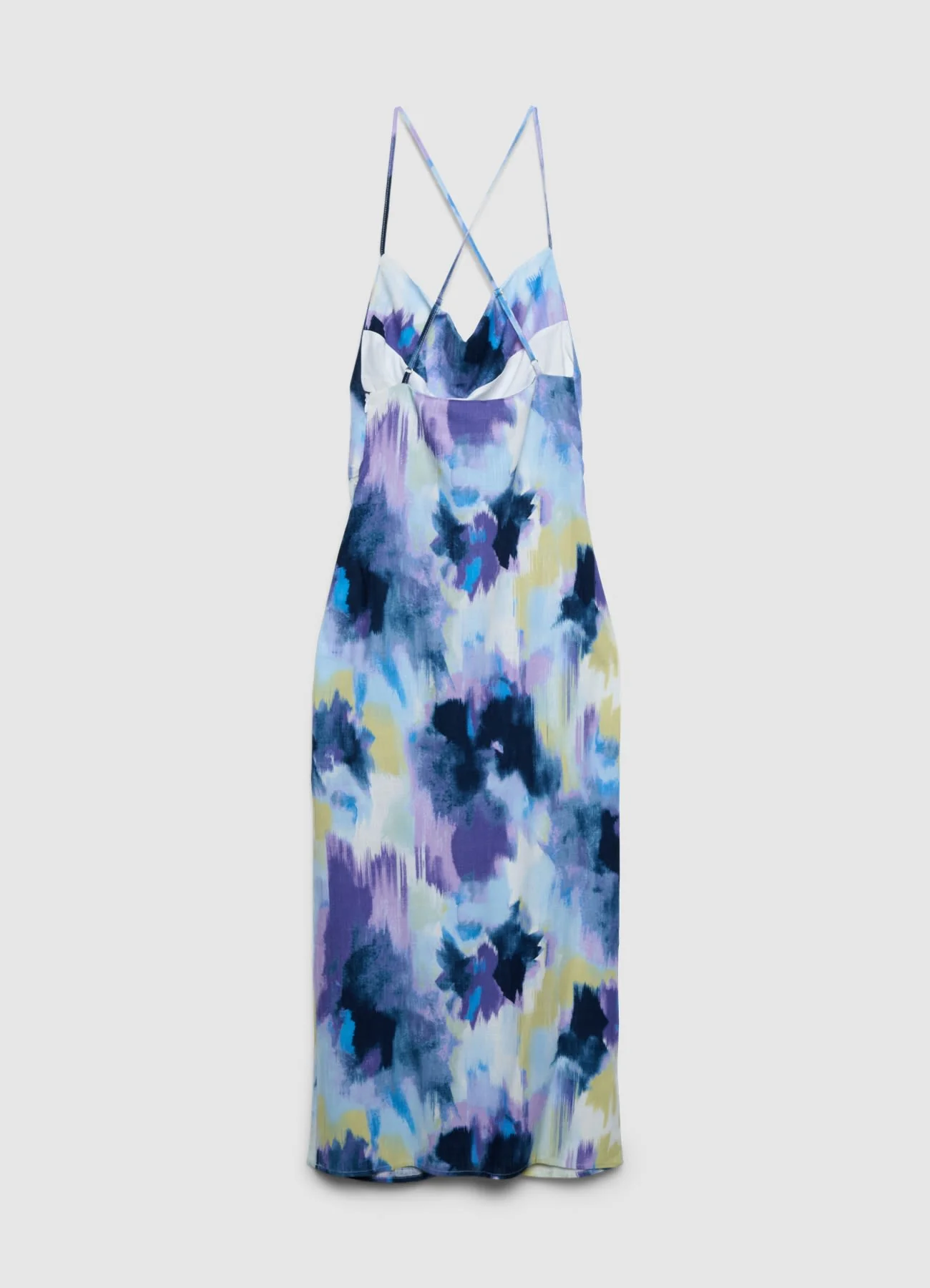 Abito sciallato con stampa tie-dye e spalline incrociate - Image 5