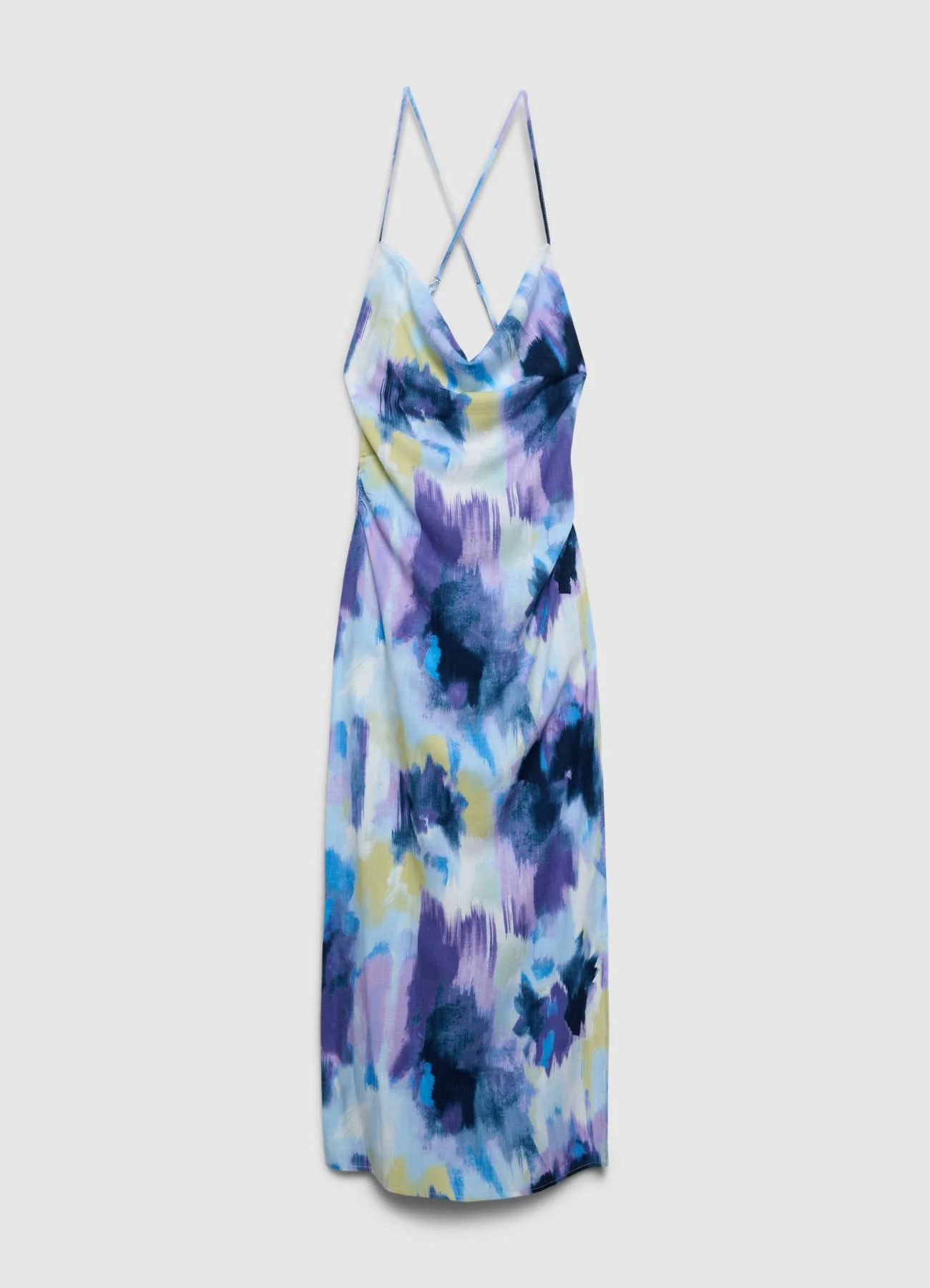 Abito sciallato con stampa tie-dye e spalline incrociate - Image 6