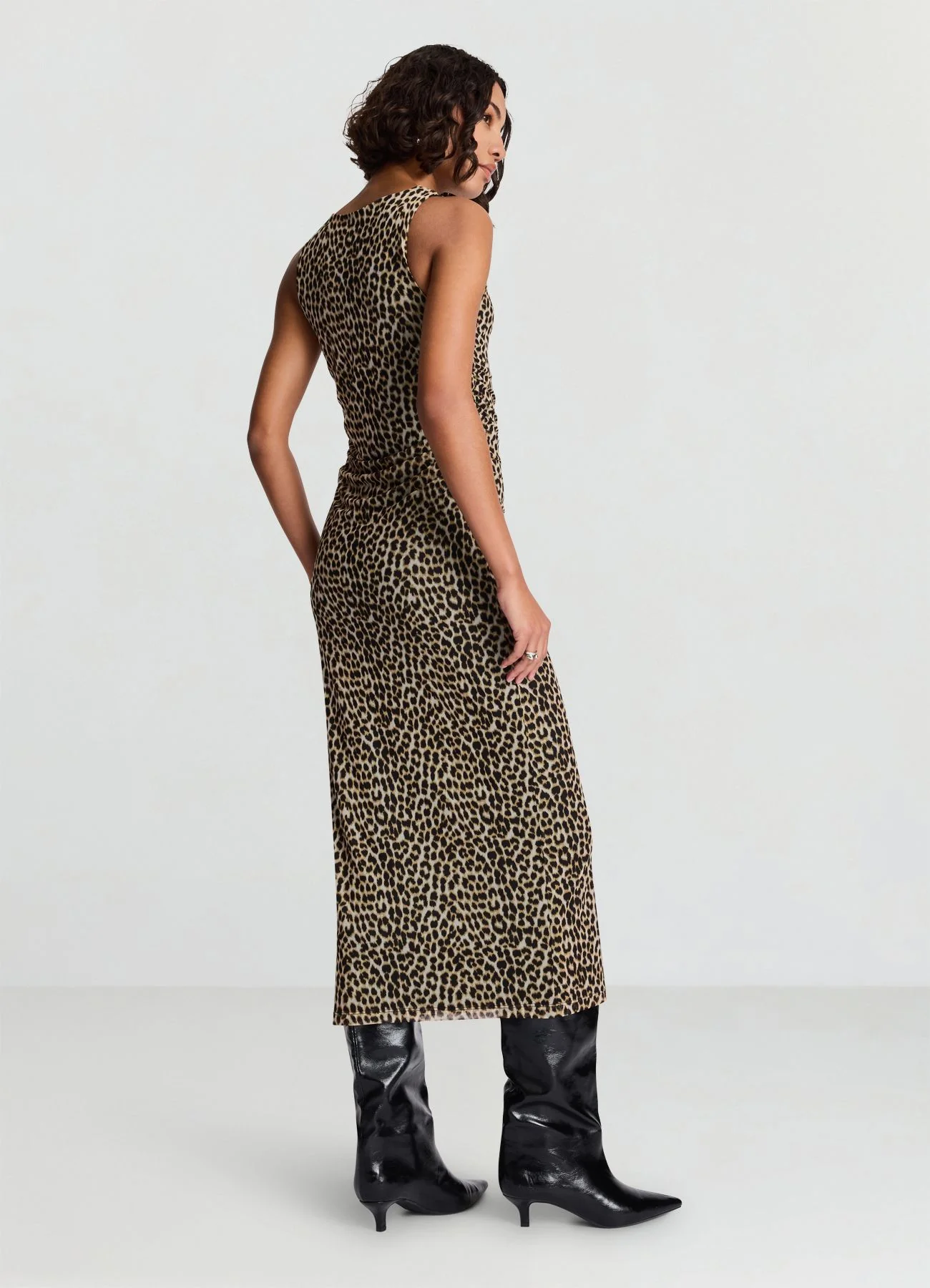 Abito tulle animalier con arriccio - Image 2