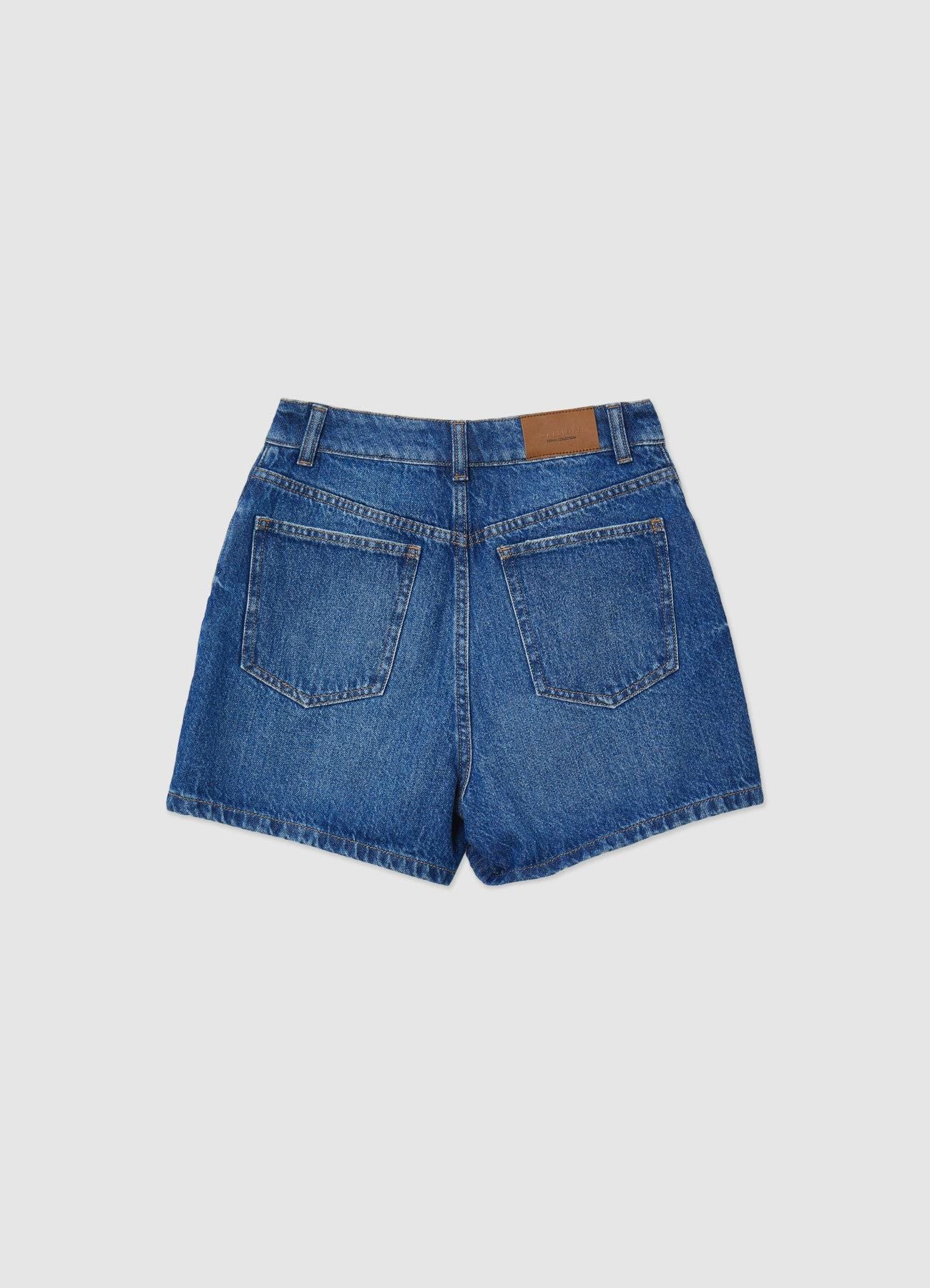 Bermuda in denim a vita alta - Image 5
