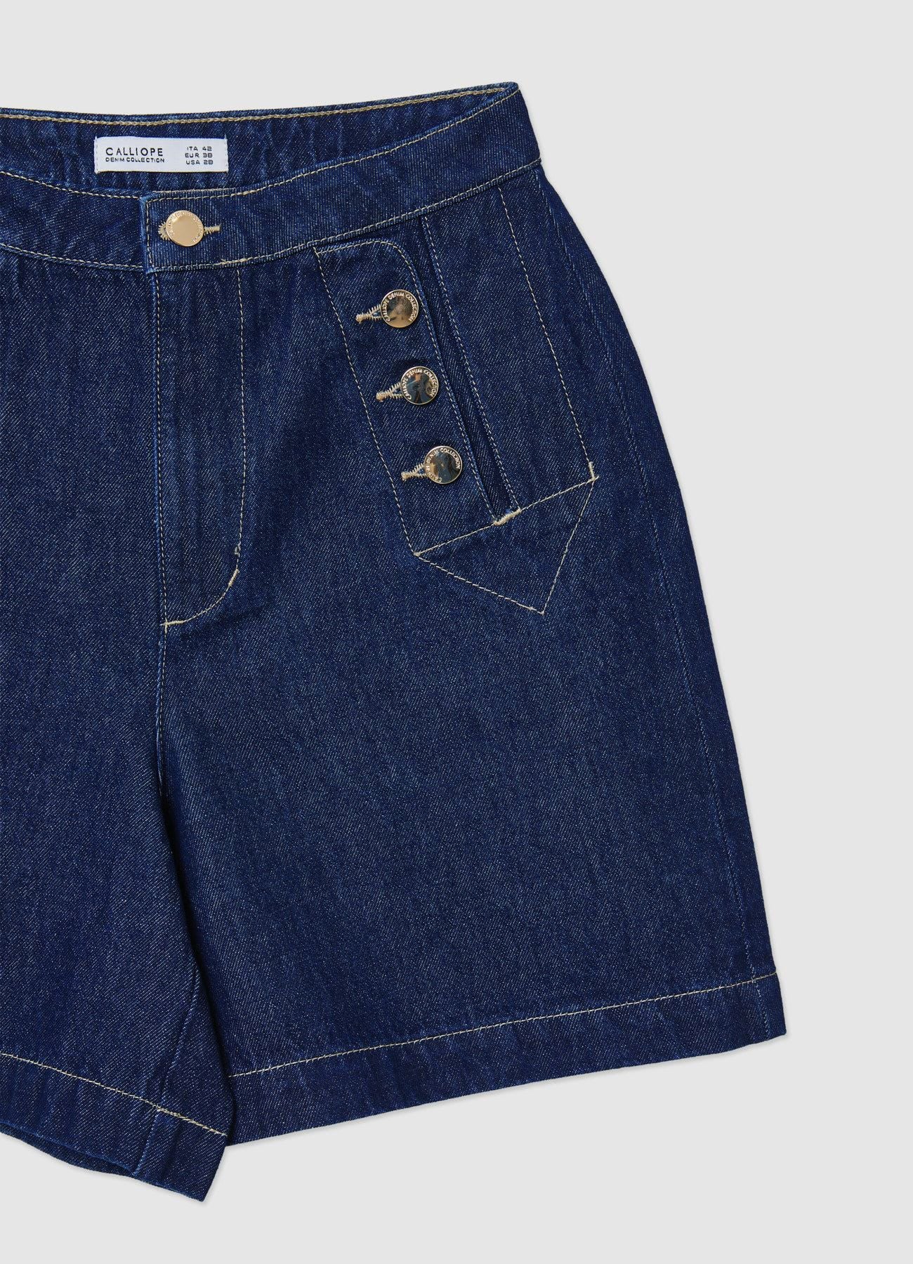 Bermuda in denim con bottoni oro - Image 6