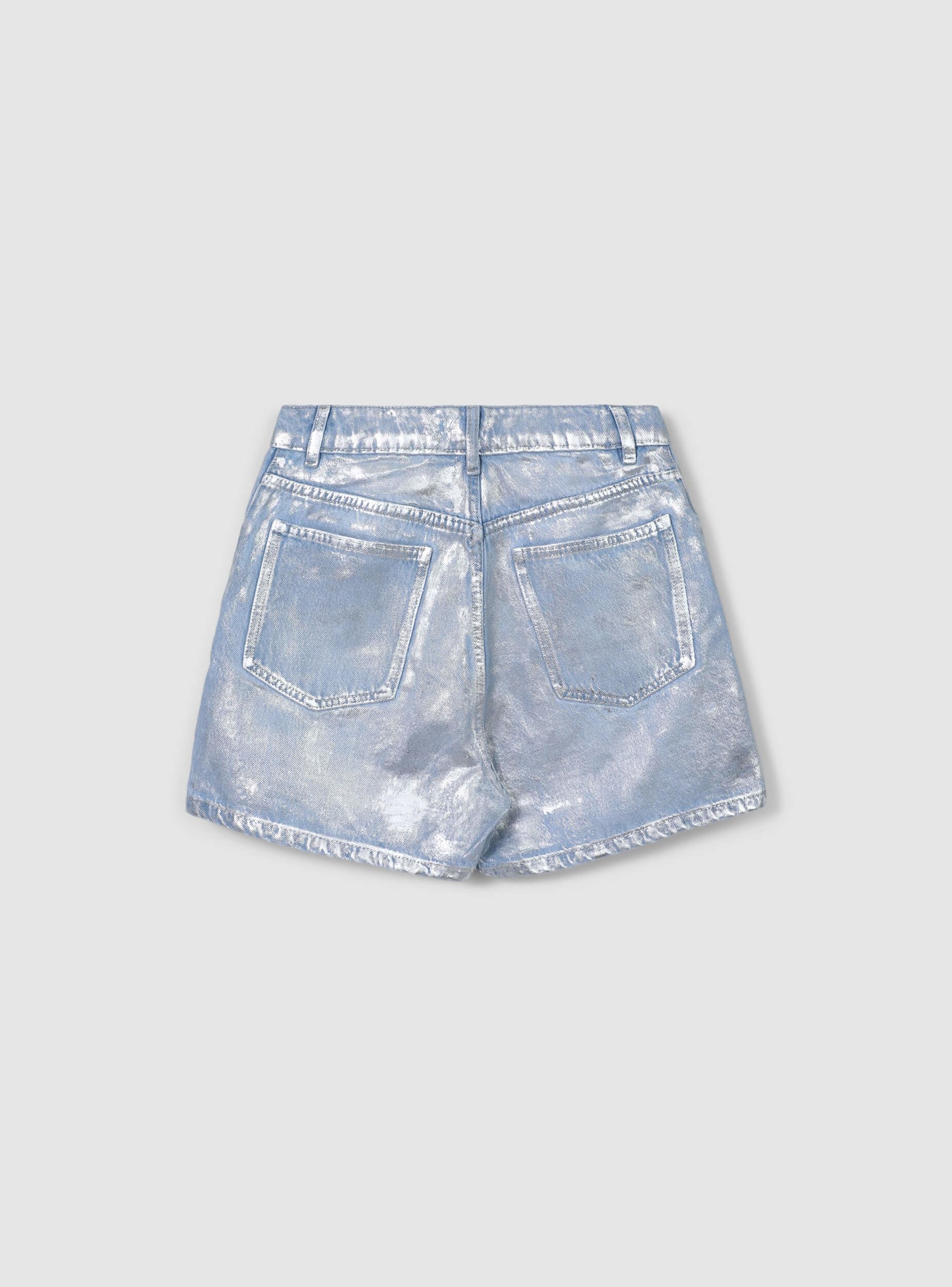 Bermuda vita alta denim tessuto spalmato - Image 2