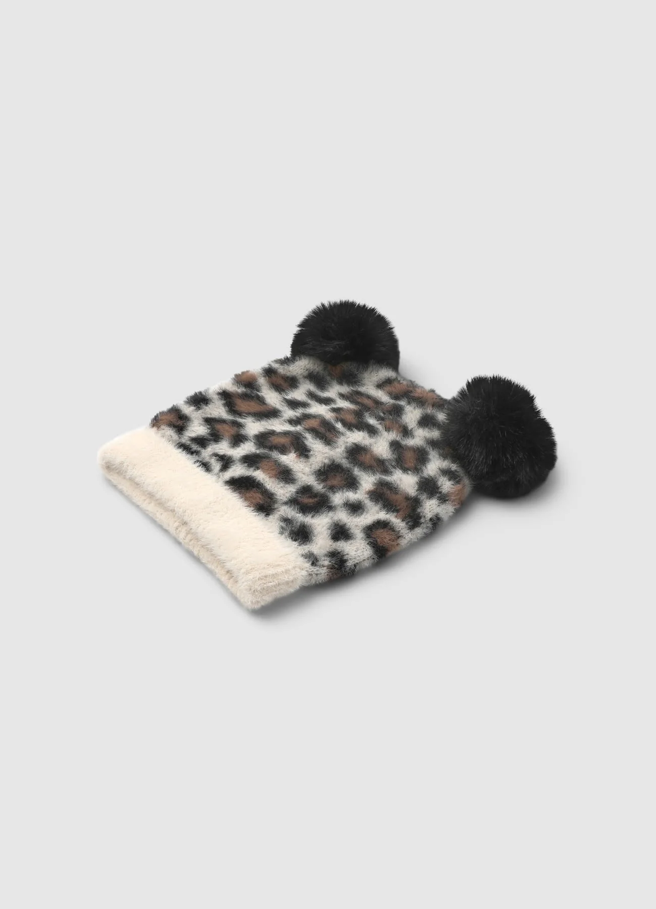 Berretto con stampa animalier e pompon - Image 3