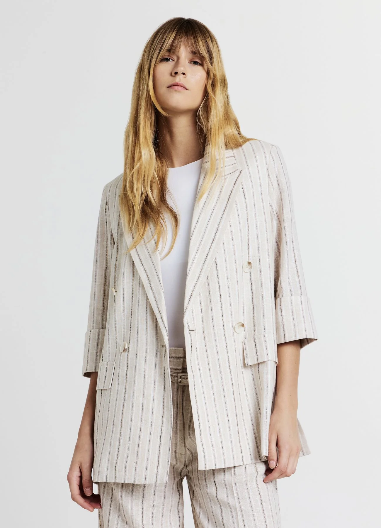 Blazer gessato misto lino - Image 2