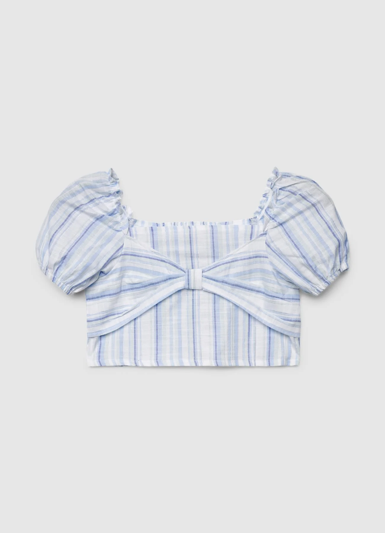 Blusa a righe con fiocco e maniche a sbuffo - Image 3