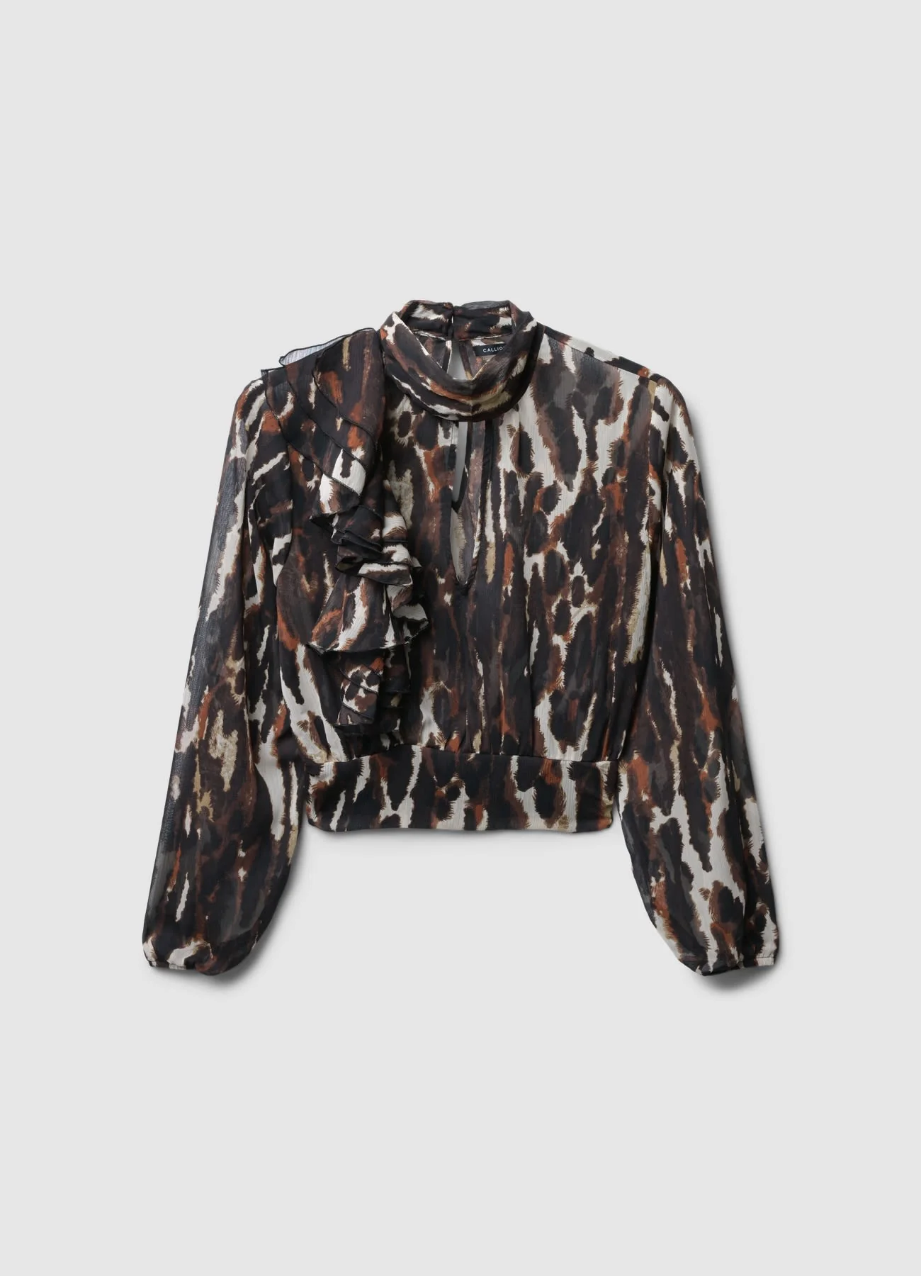 Blusa animalier con volant - Image 4