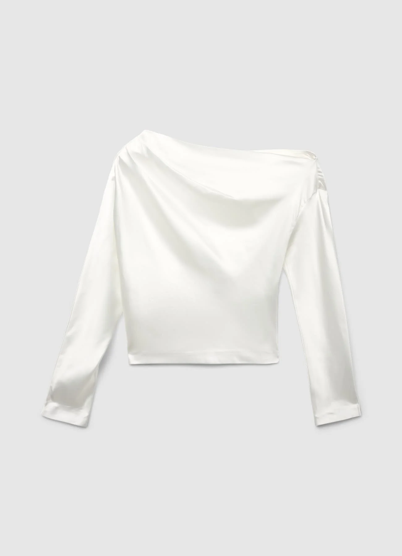 Blusa asimmetrica con drappeggio similsatin - Image 4