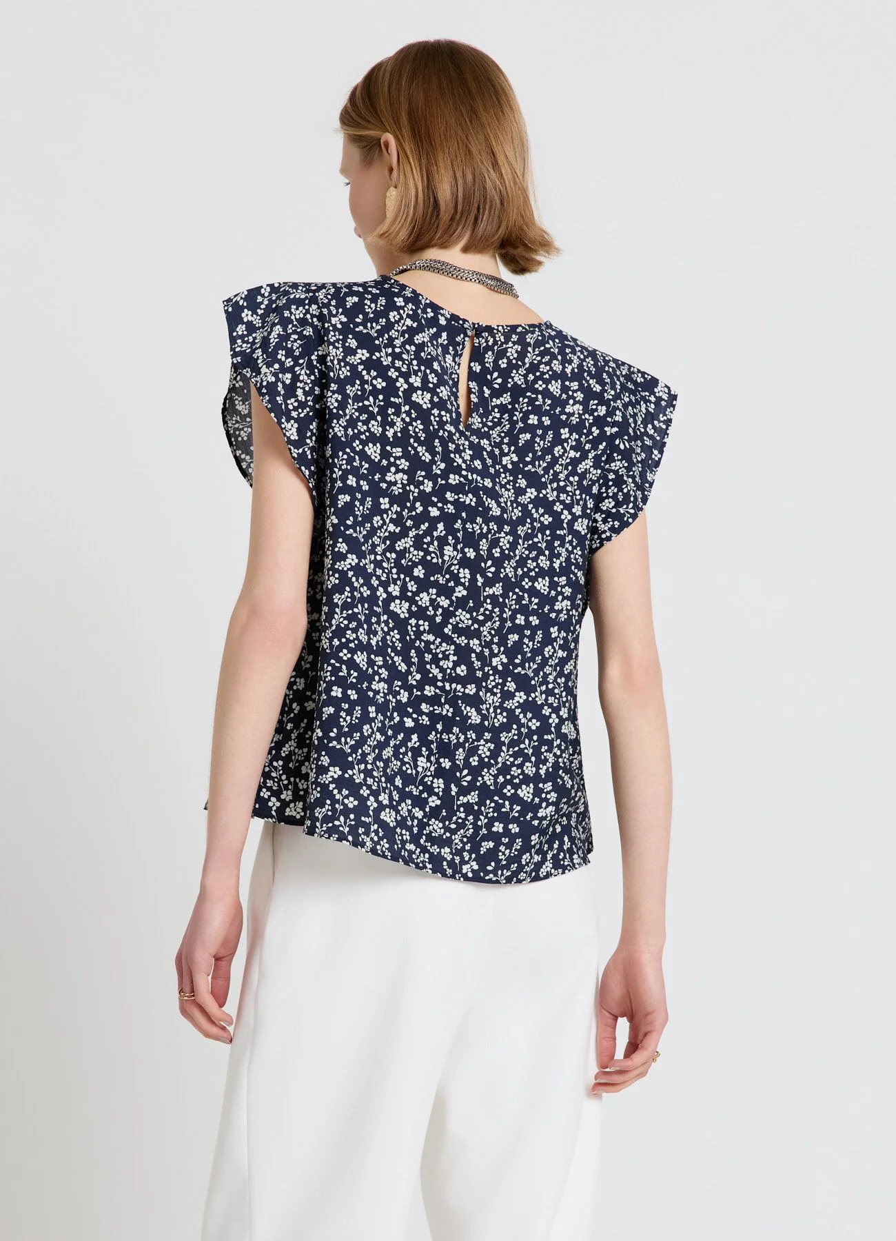 Blusa con maniche a rouche e stampa floreale - Image 3