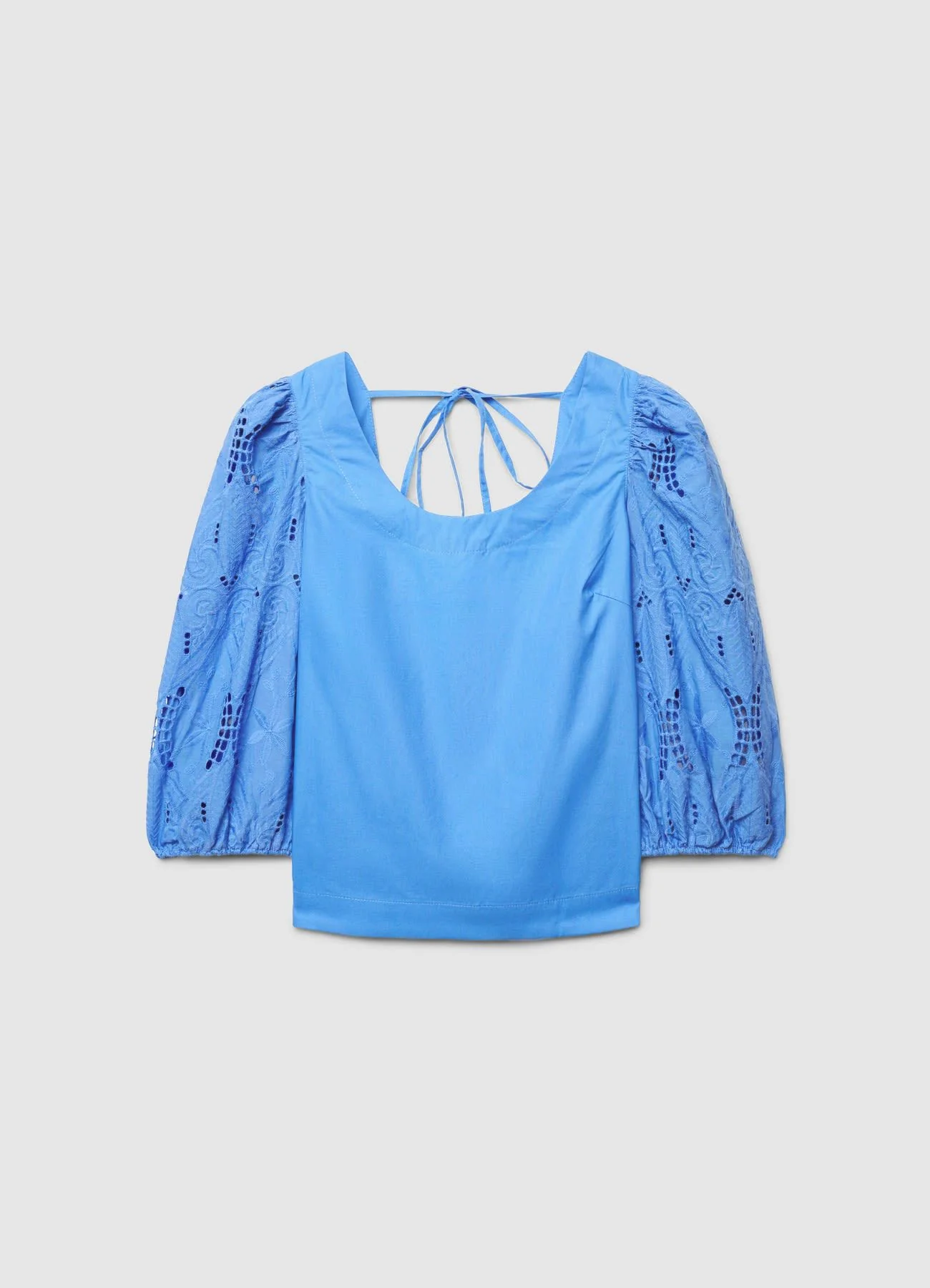Blusa con maniche sangallo e scollo ampio - Image 5