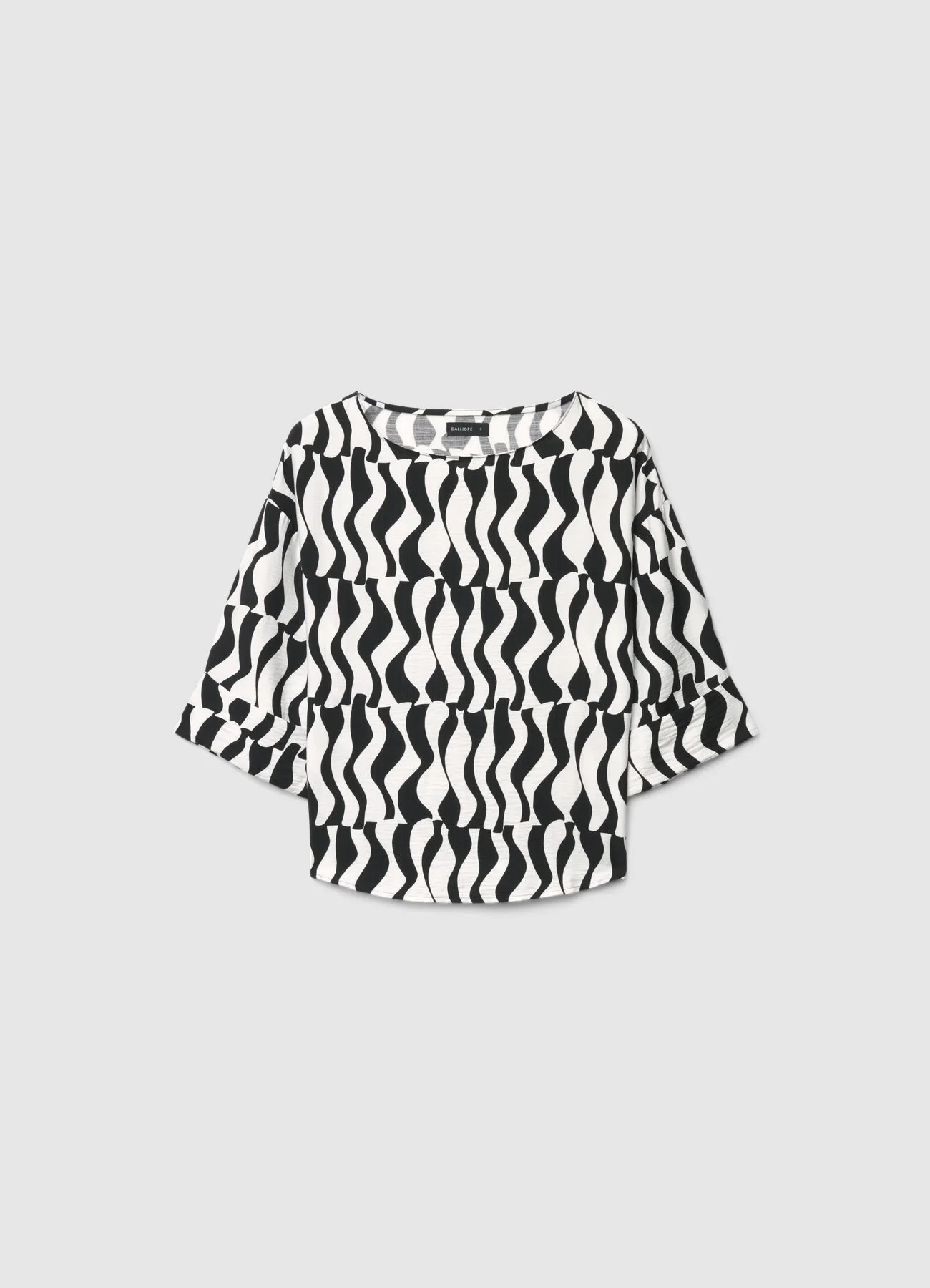 Blusa con maniche tre quarti stampa geometrica - Image 4