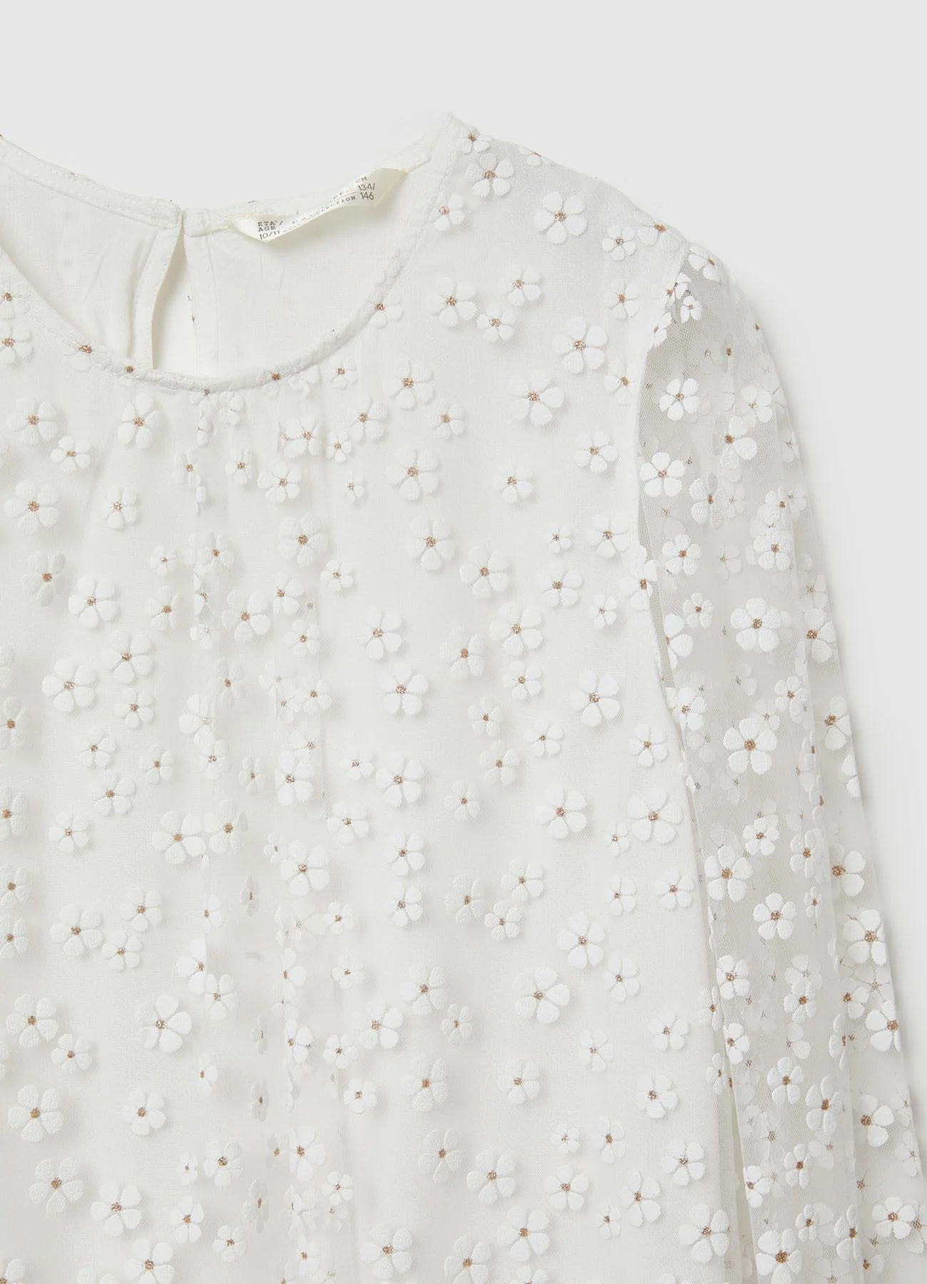 Blusa con ricami floreali e maniche lunghe - Image 2