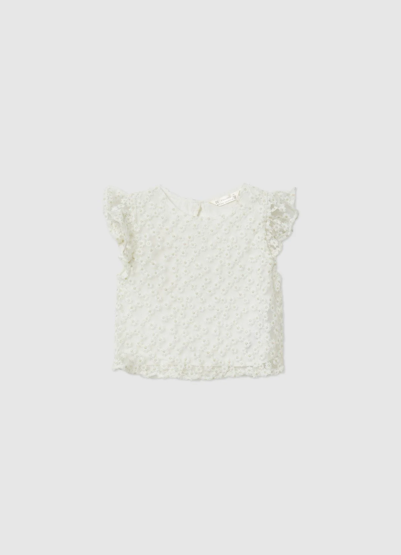 Blusa con ricamo fiori e volant - Image 3