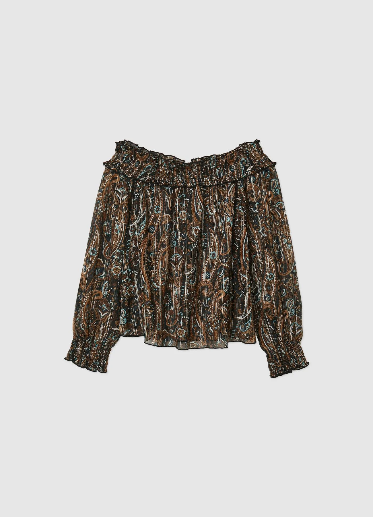 Blusa con spalle scoperte e stampa paisley - Image 5