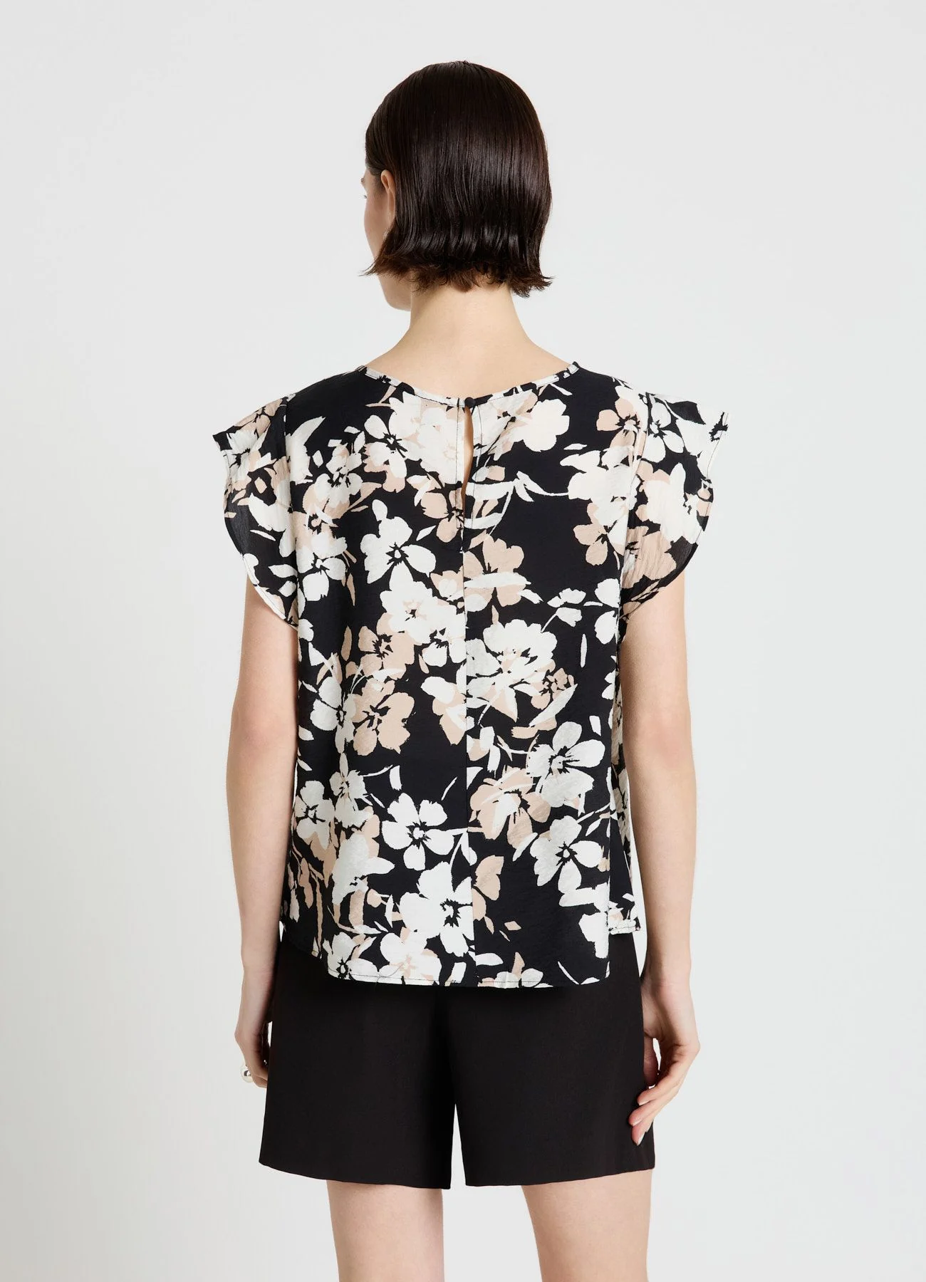 Blusa con stampa floreale e maniche con rouches - Image 4