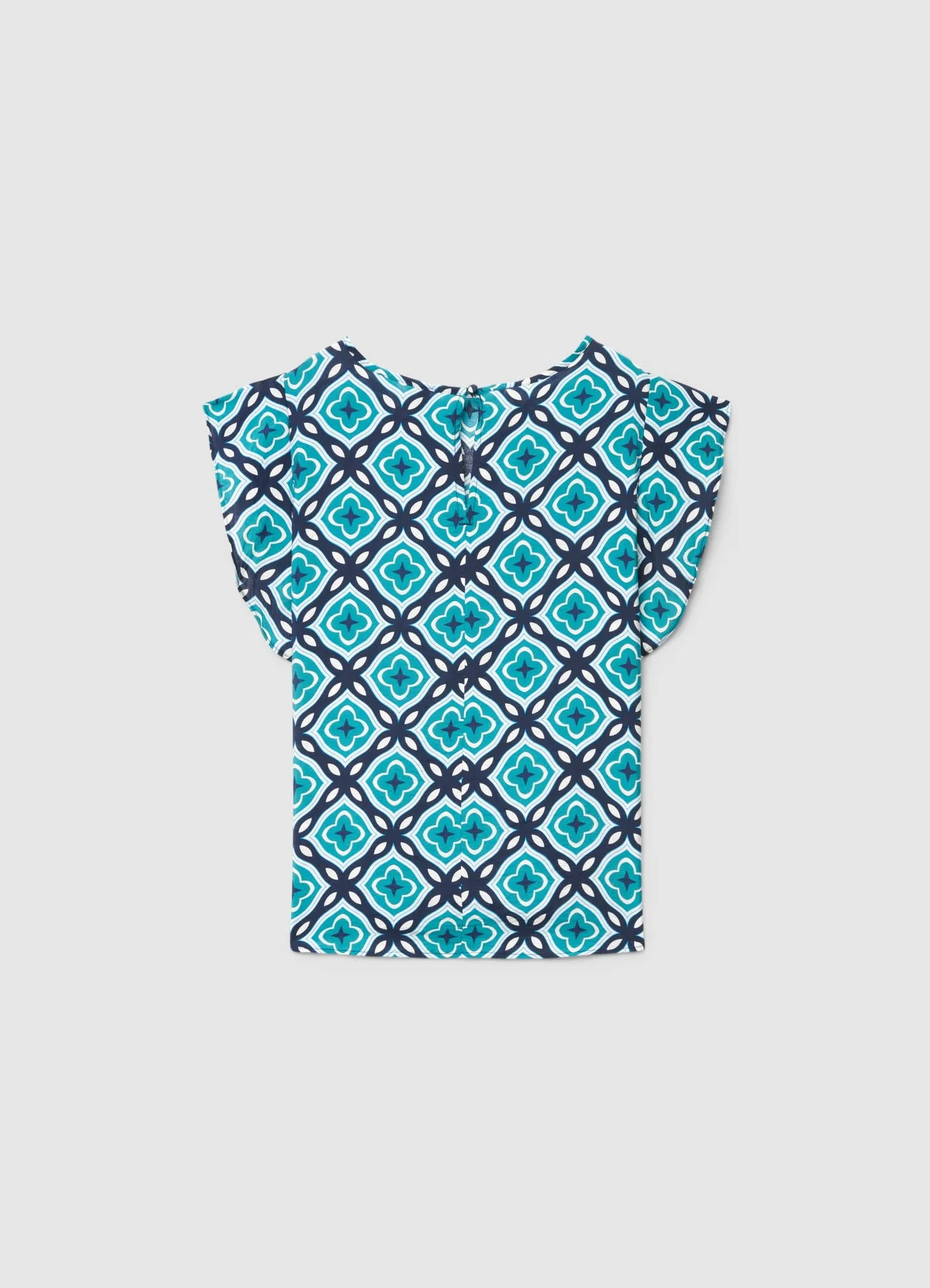 Blusa con stampa geometrica e maniche a rouche - Image 6