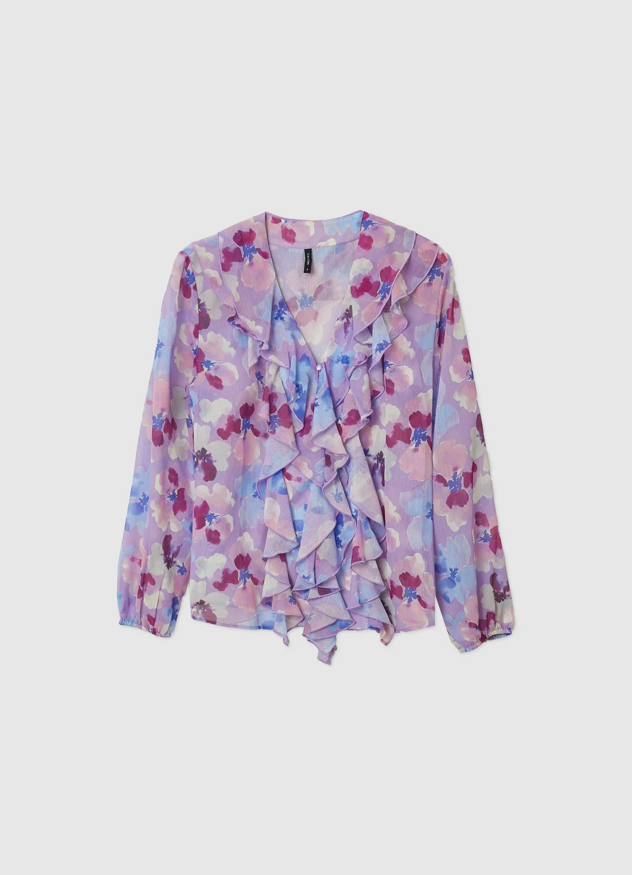 Blusa con volant e stampa fiori - Image 5