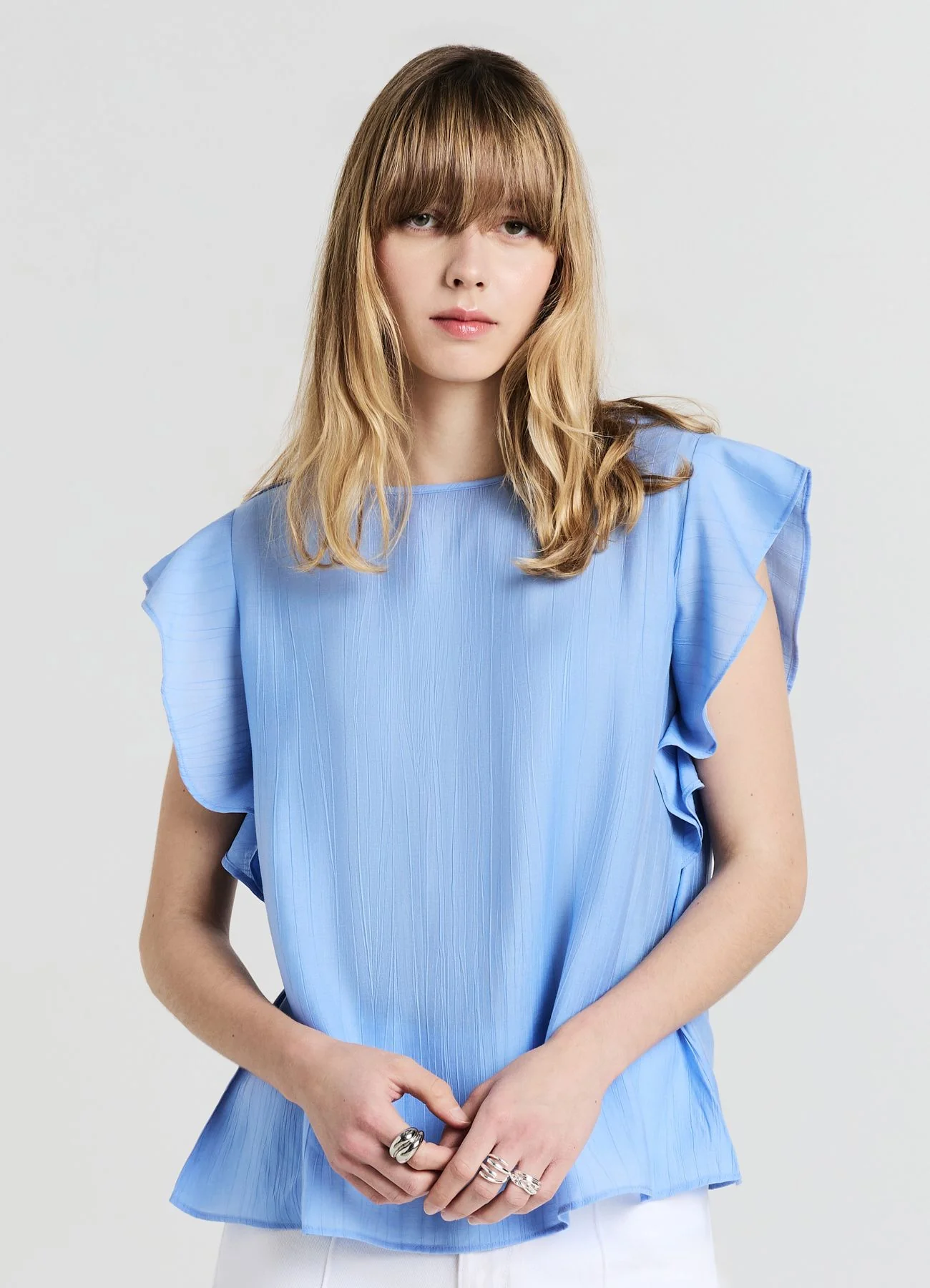 Blusa maniche con rouches - Image 3