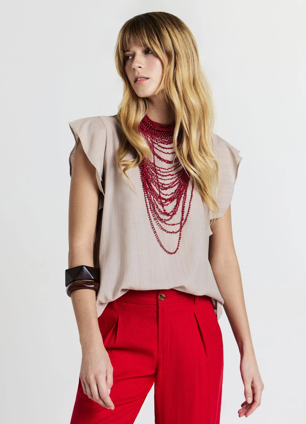 Blusa maniche con rouches - Image 2