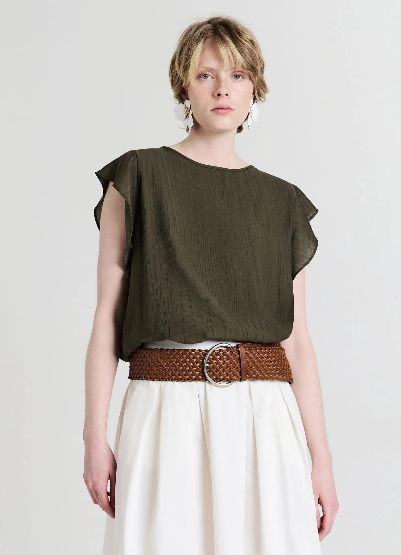 Blusa maniche con rouches - Image 8