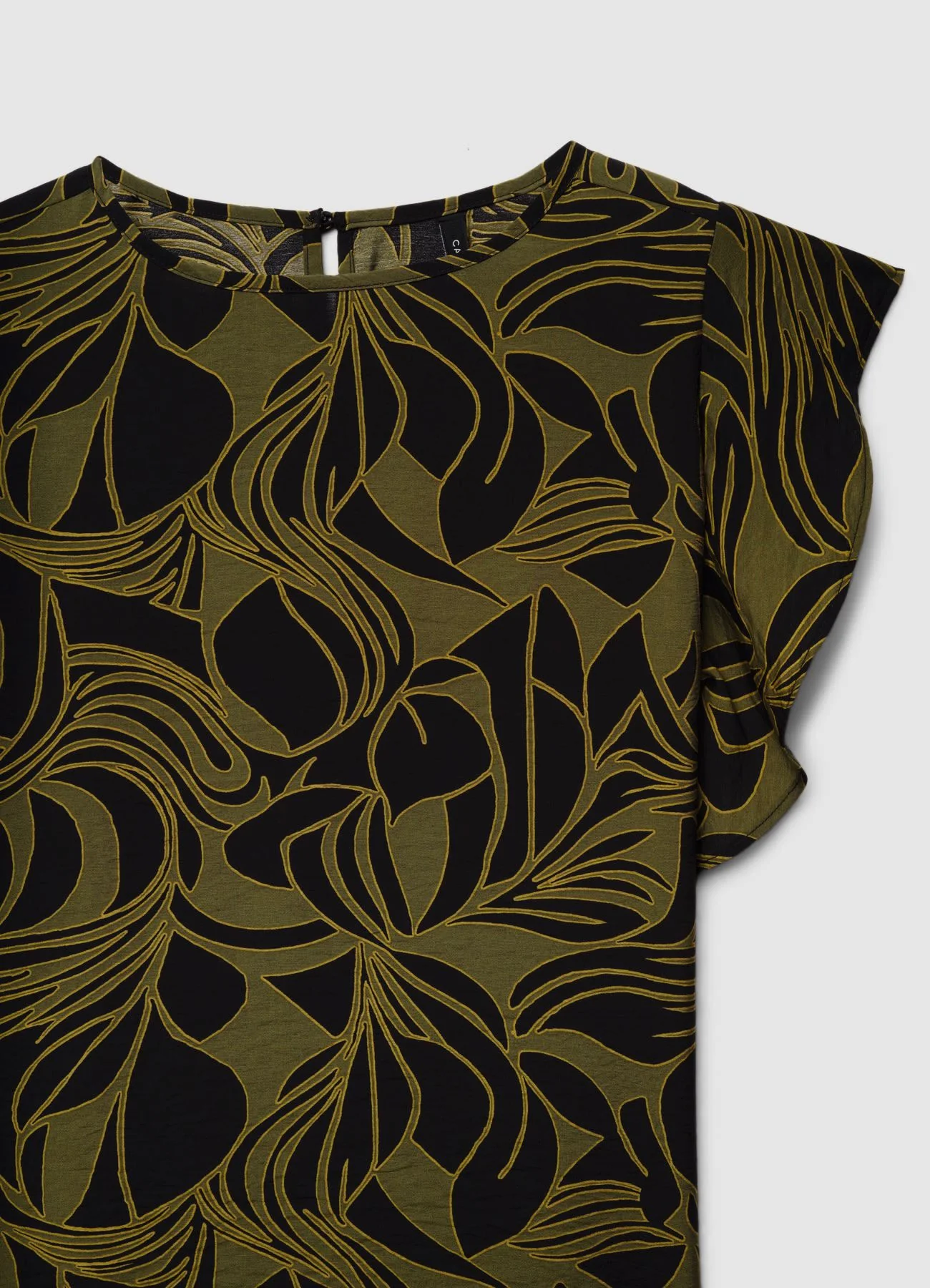 Blusa maniche corte con rouches e stampa fogliame - Image 5