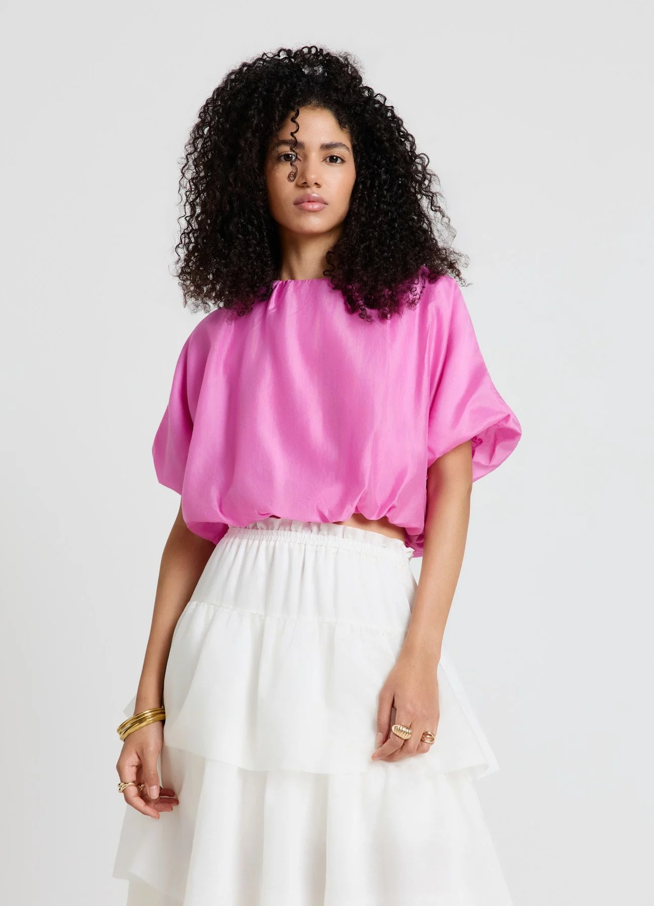 Blusa palloncino tinta unita - Image 3