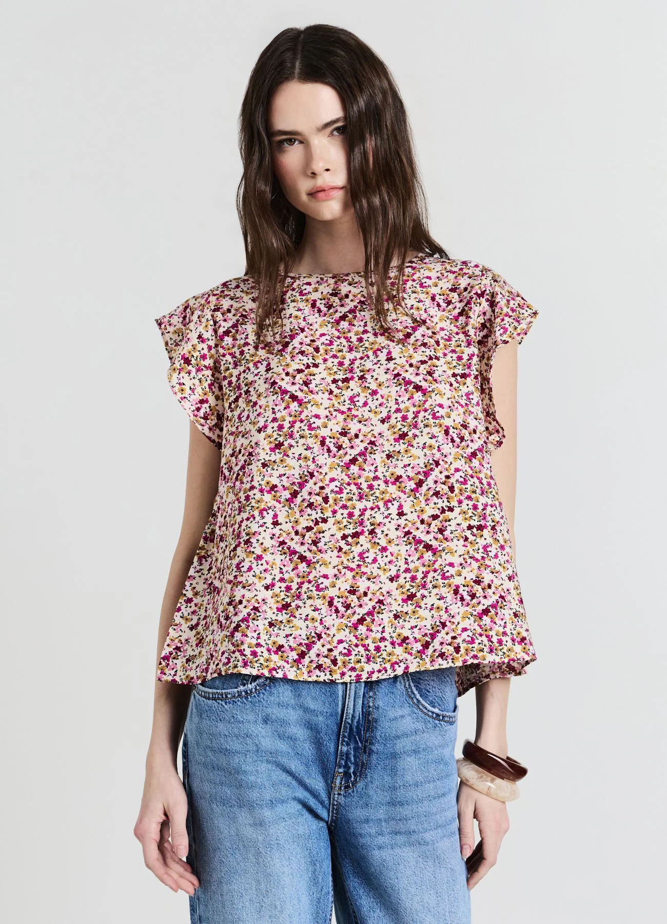 Blusa rouches fantasia fiori - Image 2