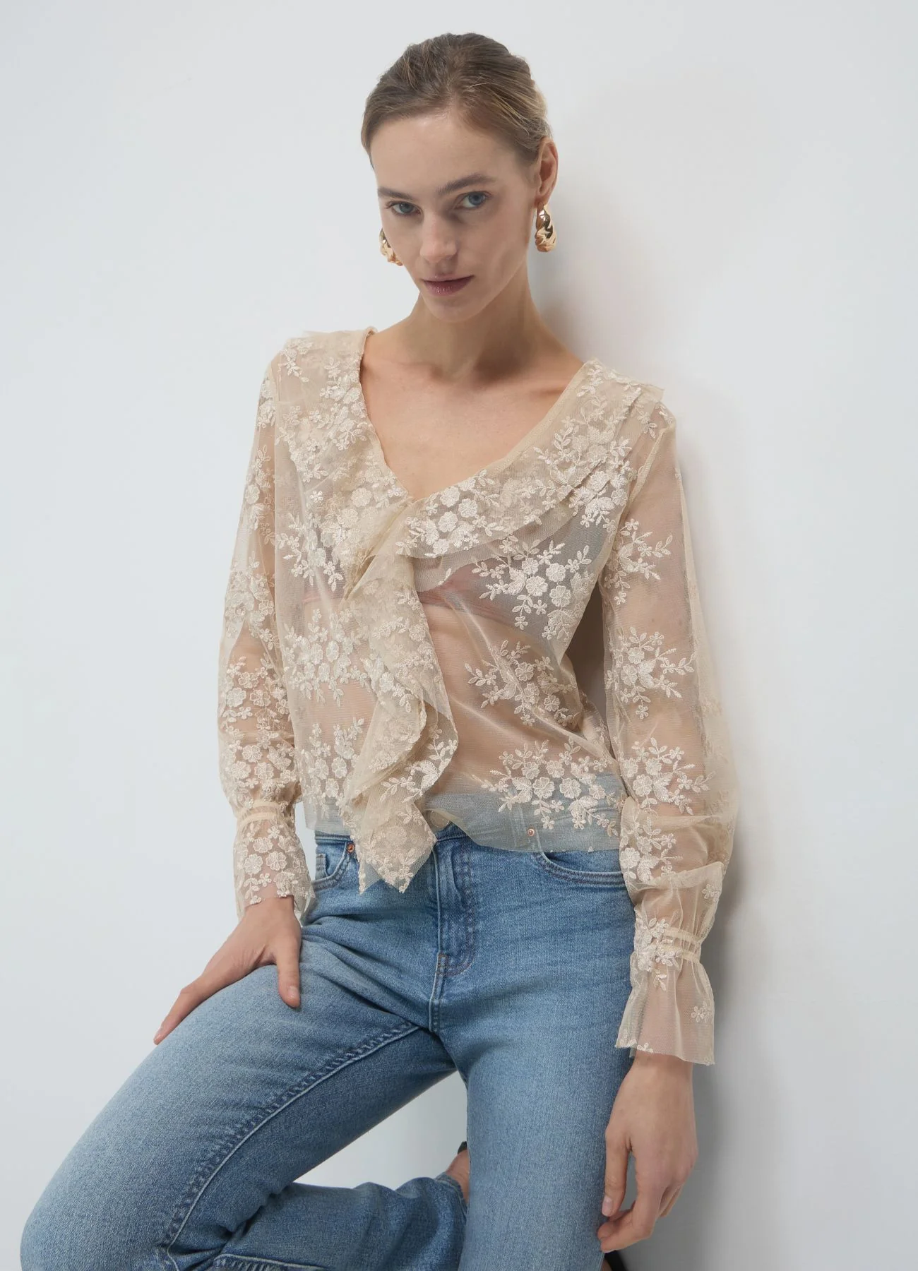 Blusa rouches pizzo - Image 3
