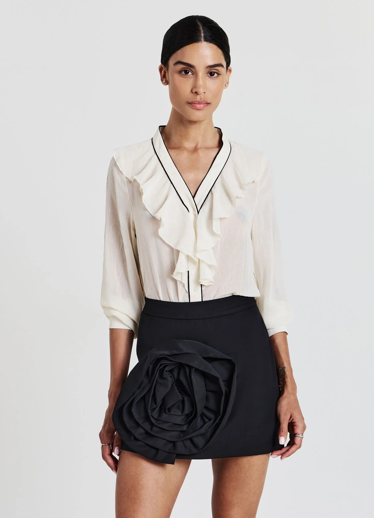 Blusa rouches profili contrasto - Image 3