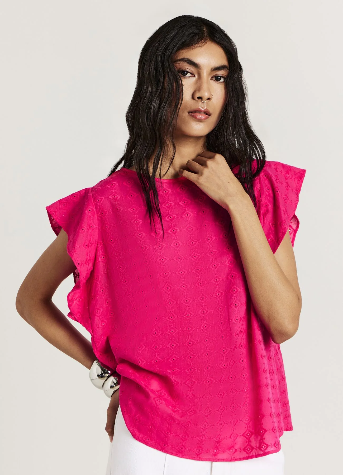 Blusa sangallo con rouches - Image 2