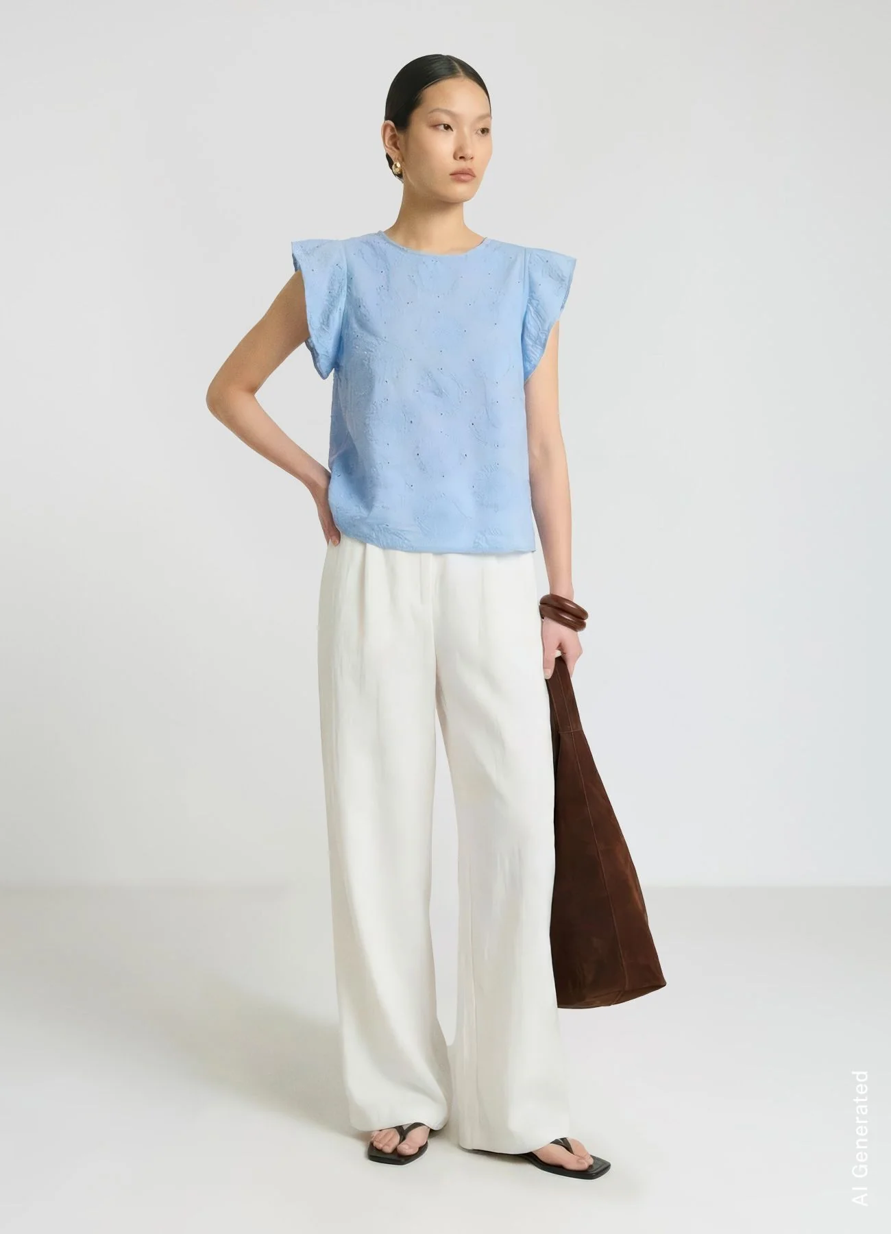 Blusa sangallo maniche rouches - Image 3
