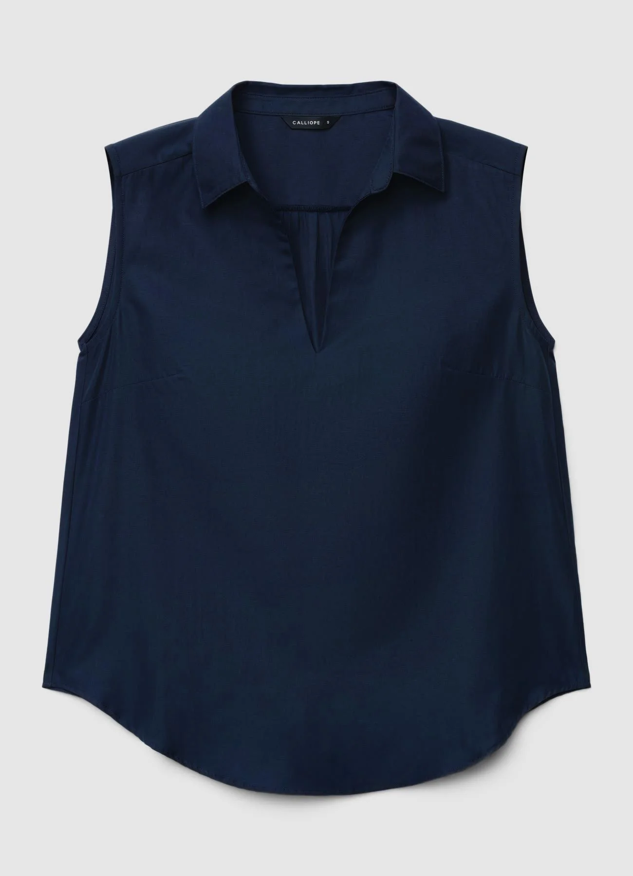 Blusa smanicata con colletto classico e scollo a V - Image 6