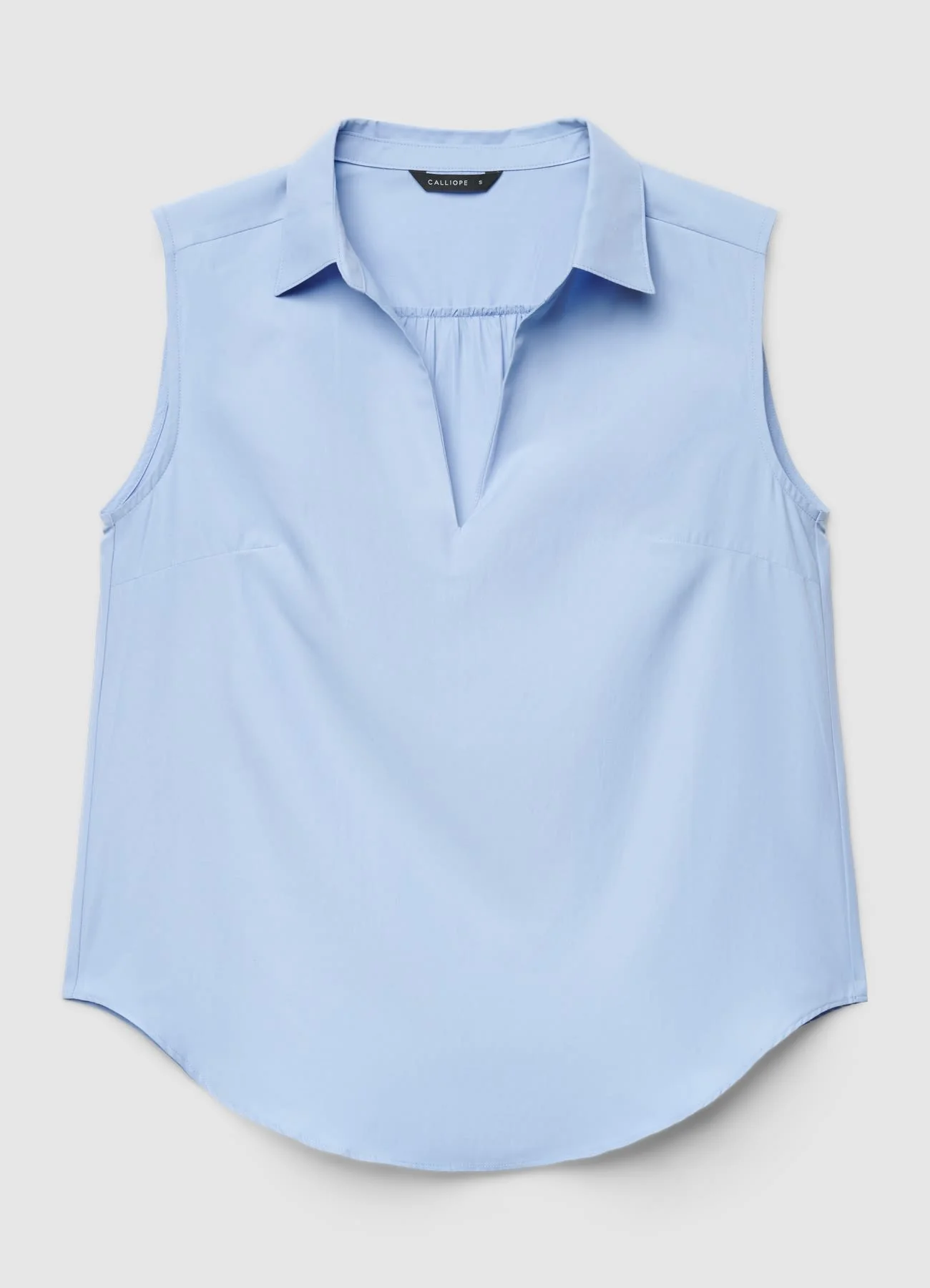 Blusa smanicata con colletto classico e scollo a V - Image 6