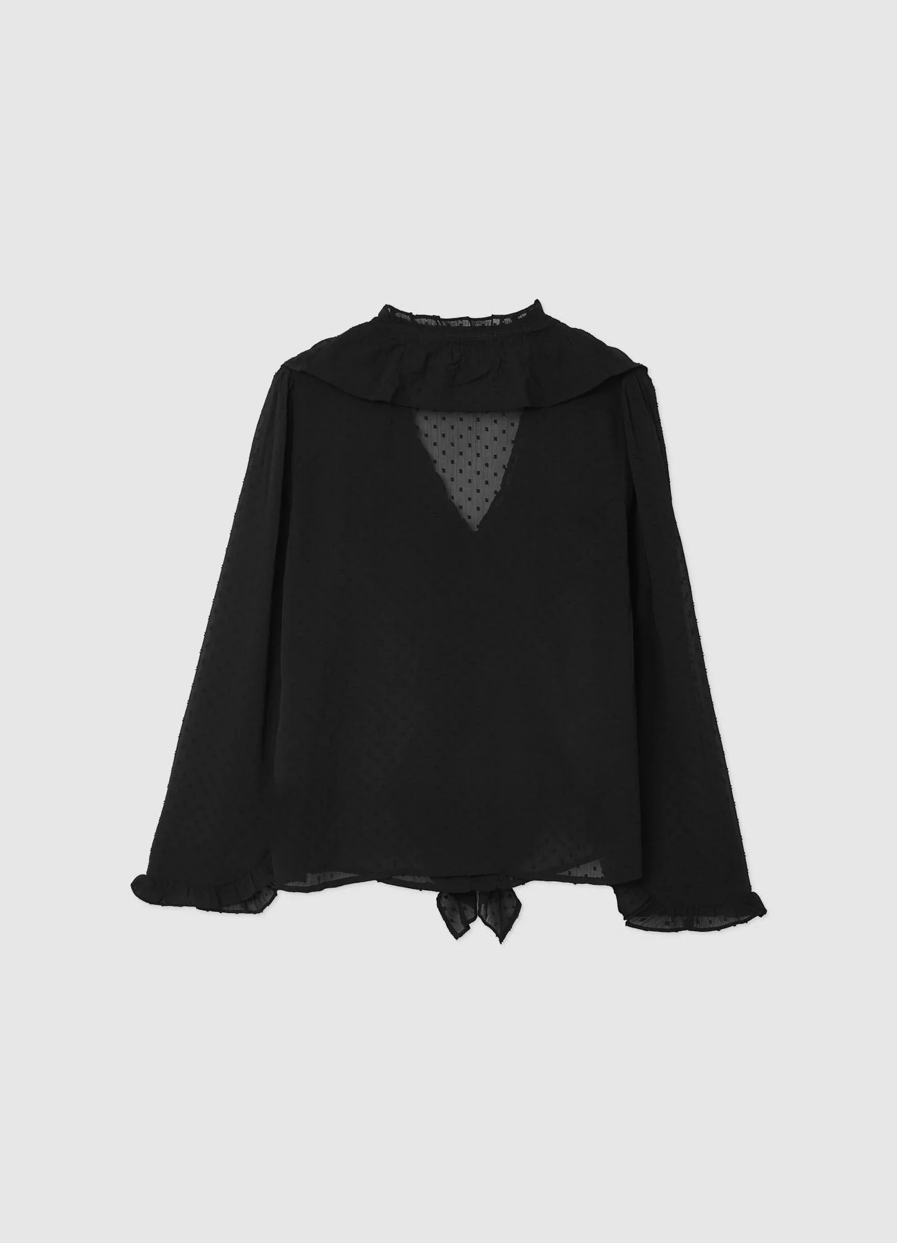 Blusa tinta unita con volant - Image 4