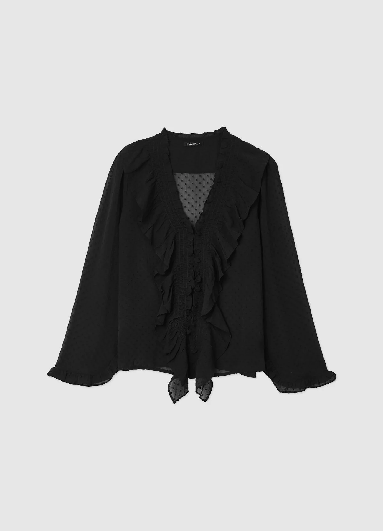 Blusa tinta unita con volant - Image 6