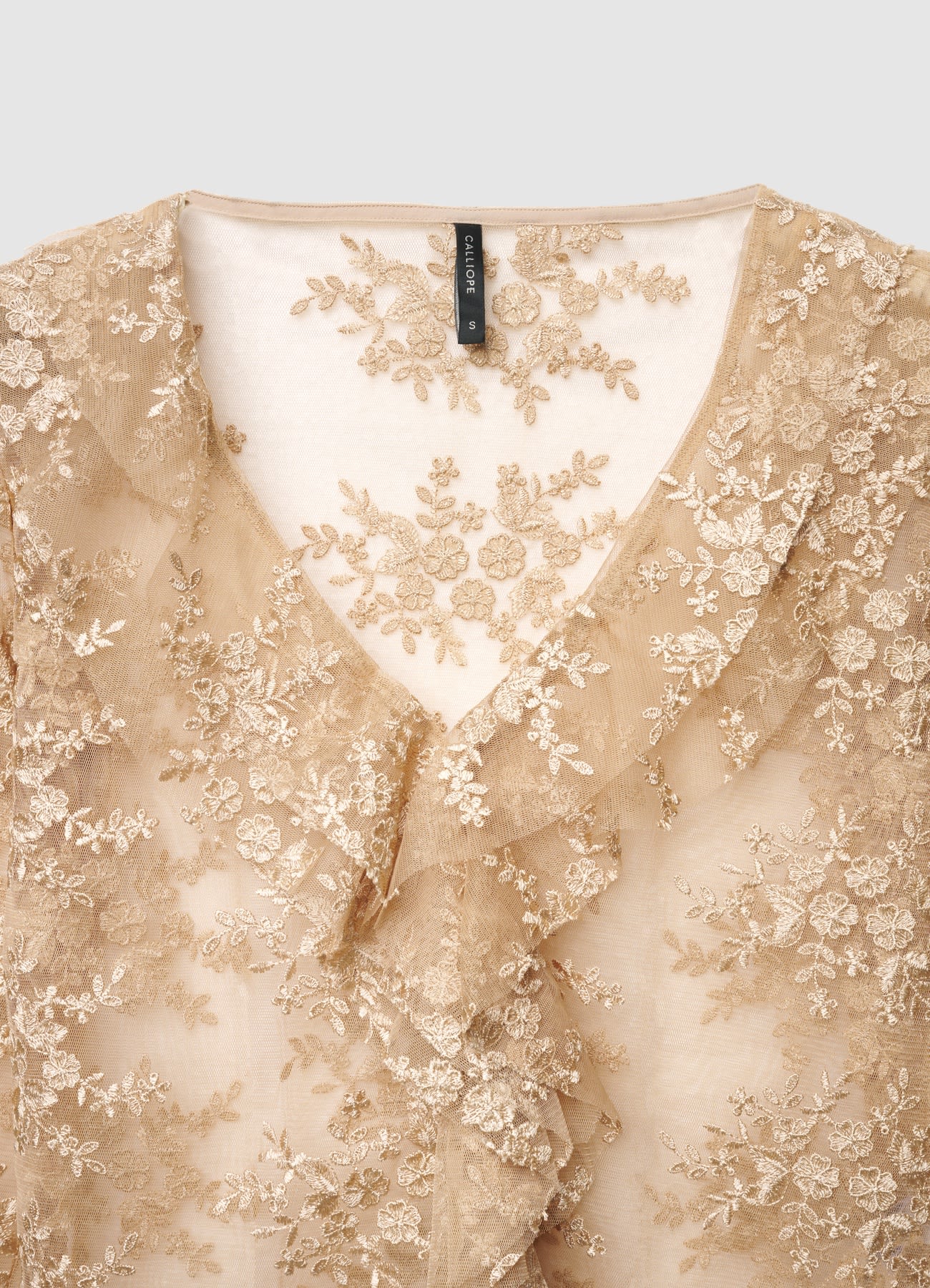 Blusa trasparente con rouches e pizzo - Image 4