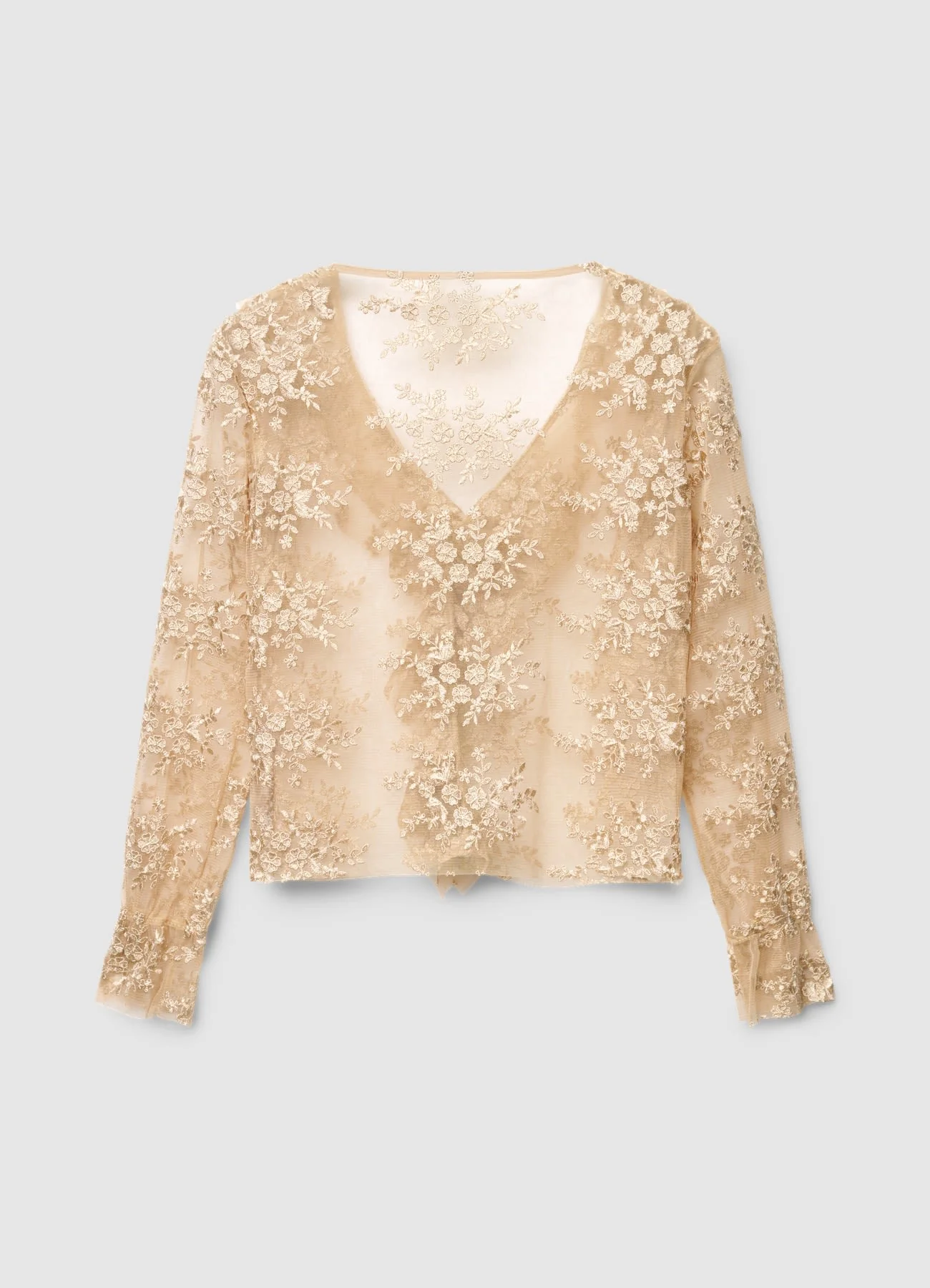 Blusa trasparente con rouches e pizzo - Image 5