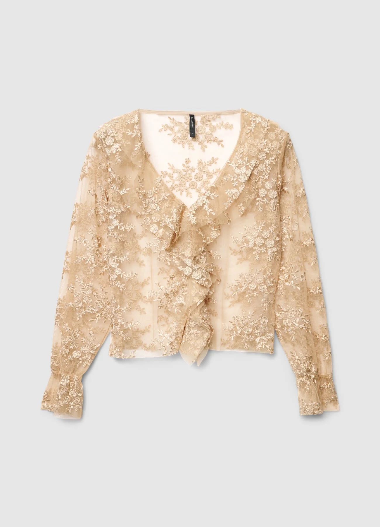 Blusa trasparente con rouches e pizzo - Image 6