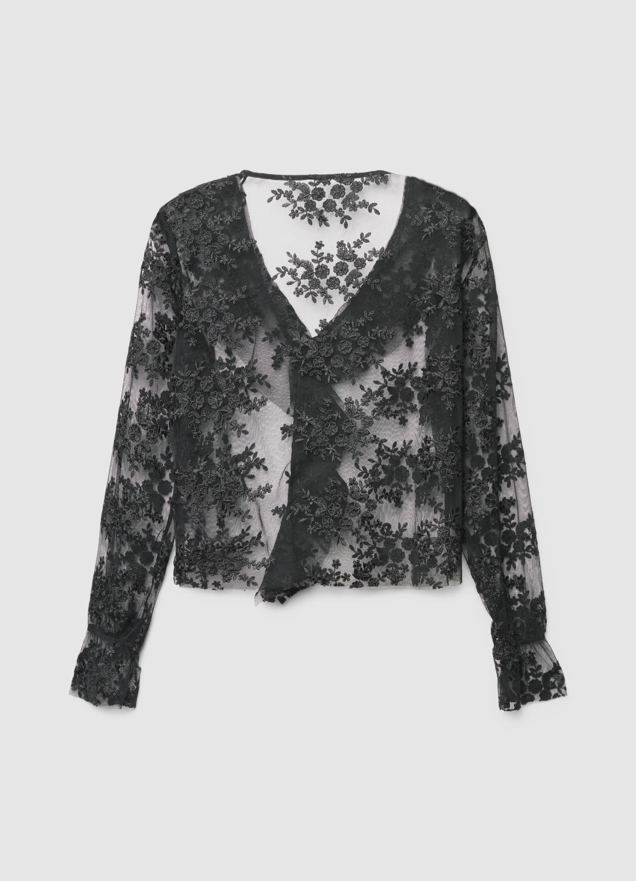 Blusa trasparente con rouches e pizzo - Image 6