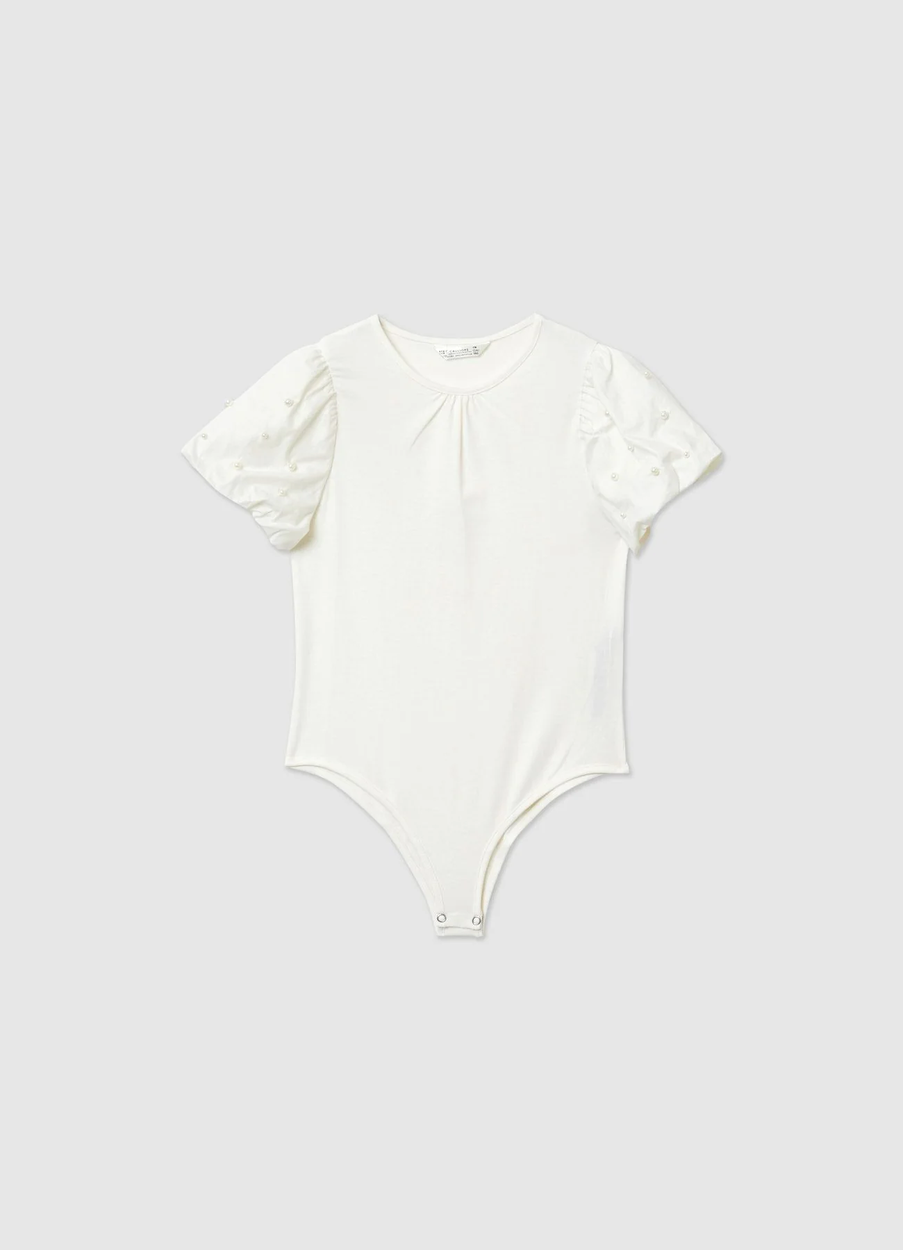 Body con maniche a sbuffo con perle