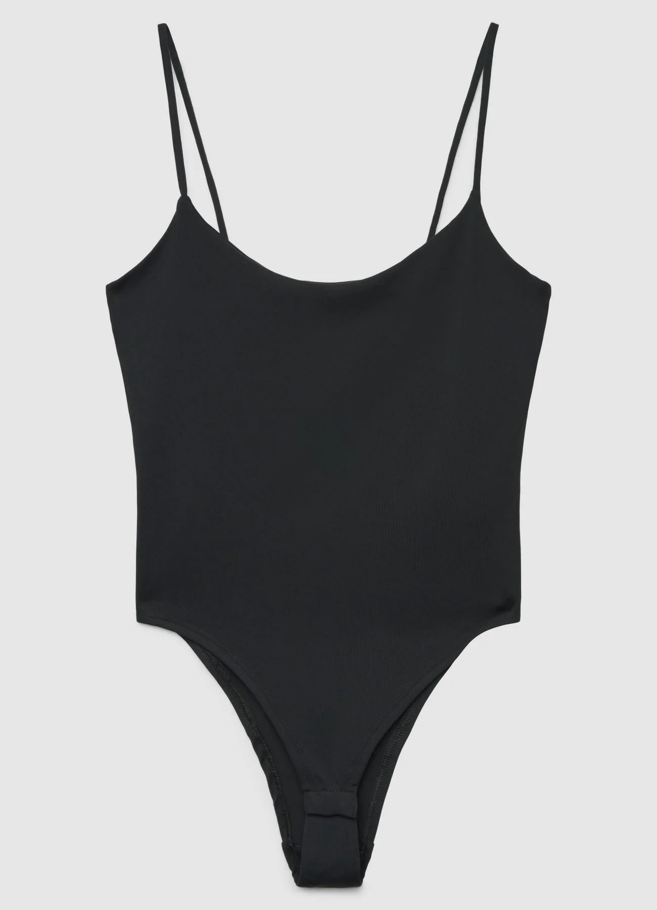 Body con spalline sottili a tinta unita - Image 5