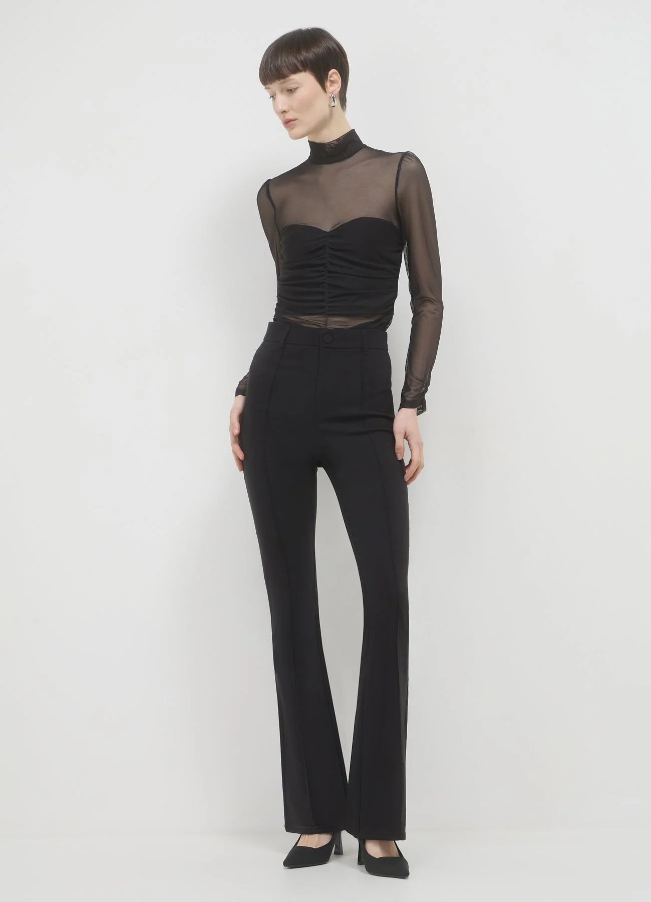 Body in tulle con arricciatura