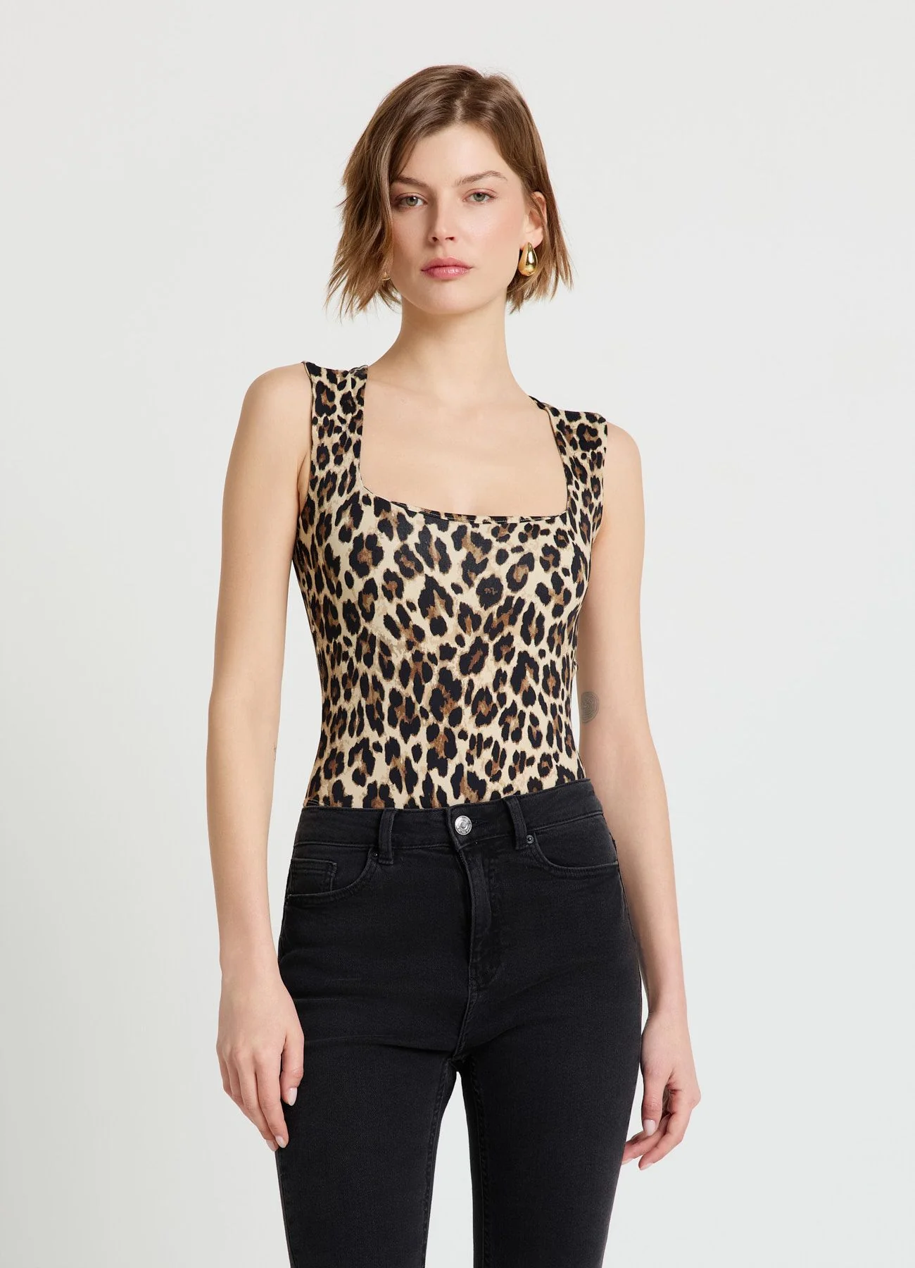 Body scollo squadrato stampa animalier - Image 2