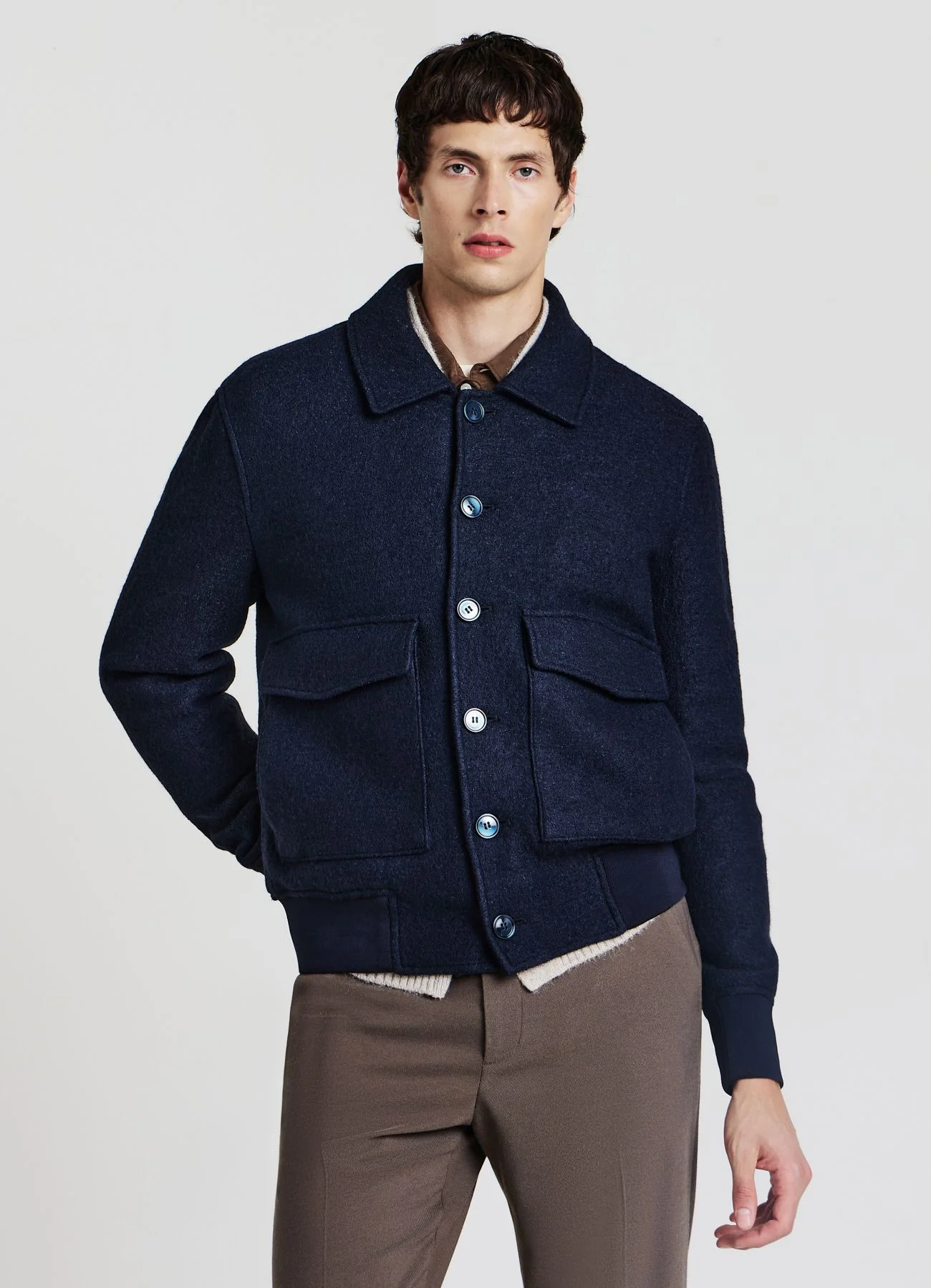 Bomber lana cotta con tasche - Image 2