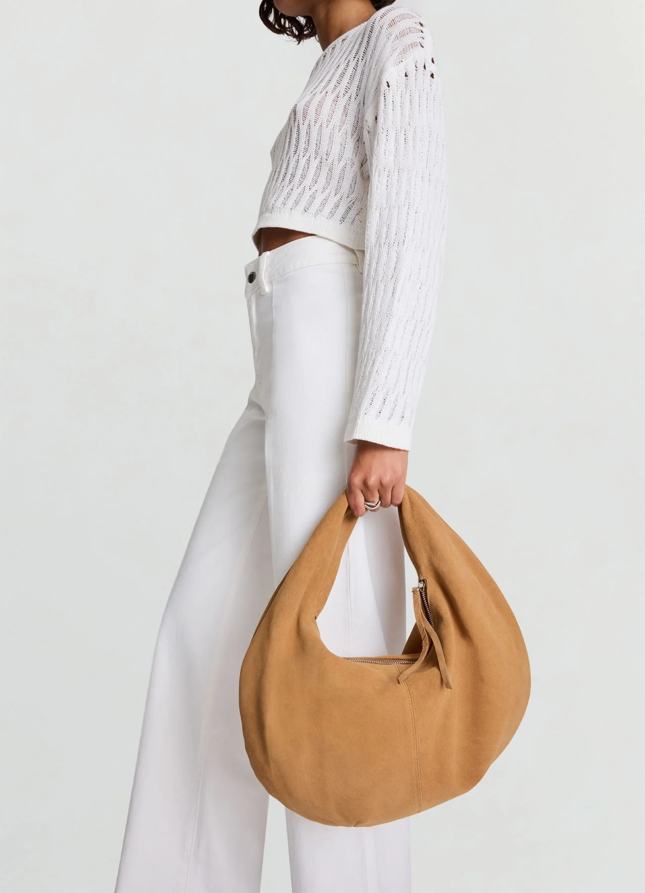 Borsa a mezzaluna in pelle