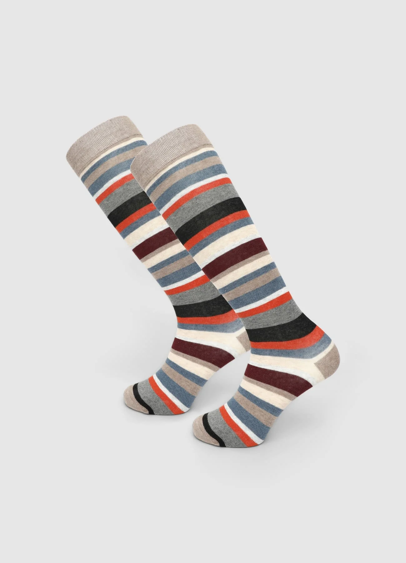 Calze lunghe a righe multicolore