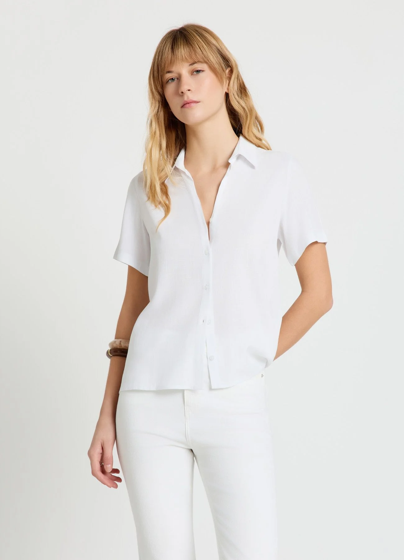 Camicia a maniche corte tinta unita - Image 2
